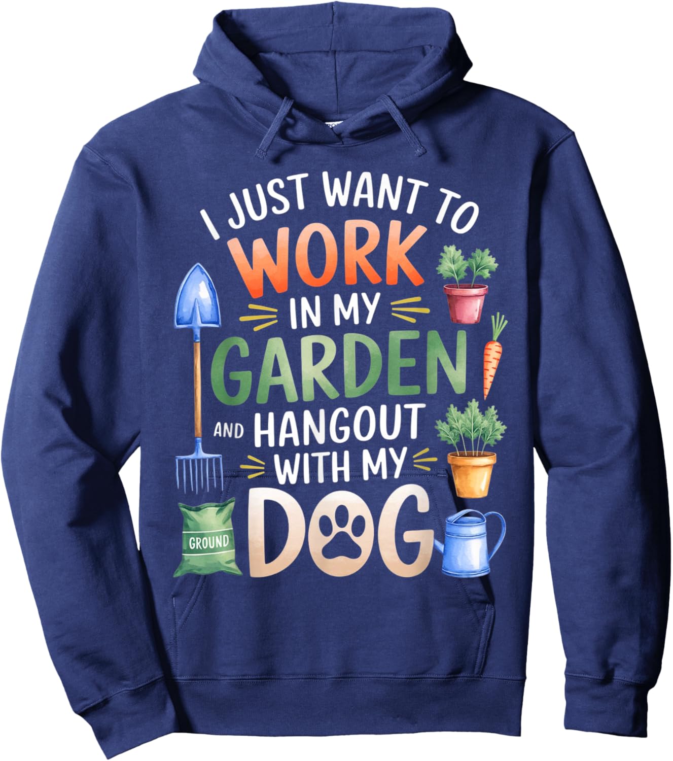 Funny Gardening Dog Lover Garden Gardening Plants Pet Lover Hoodie - Hoodie | Navy