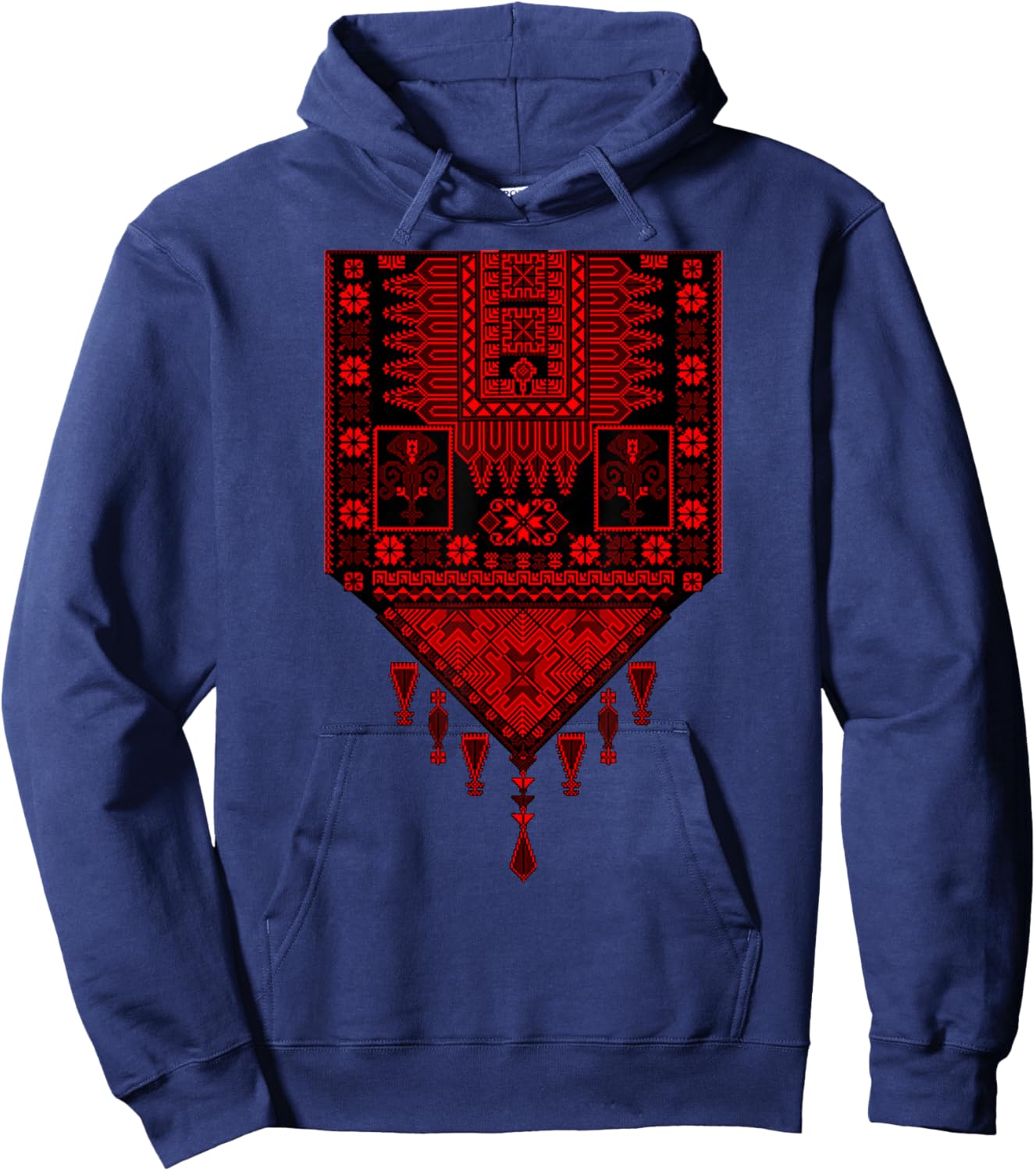 Palestine Tatreez Palestinian Design Ethnic Heritage Tatreez Hoodie - Hoodie | Navy