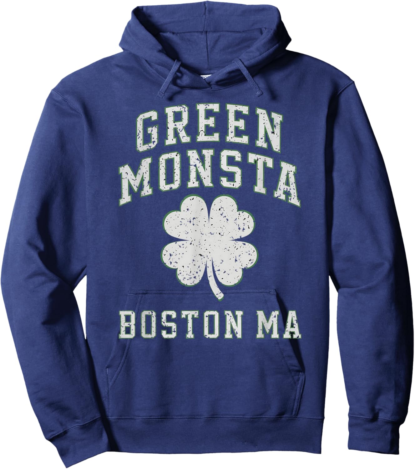 The Green Monsta Boston Irish Pride Distressed Clover Hoodie - Hoodie | Navy