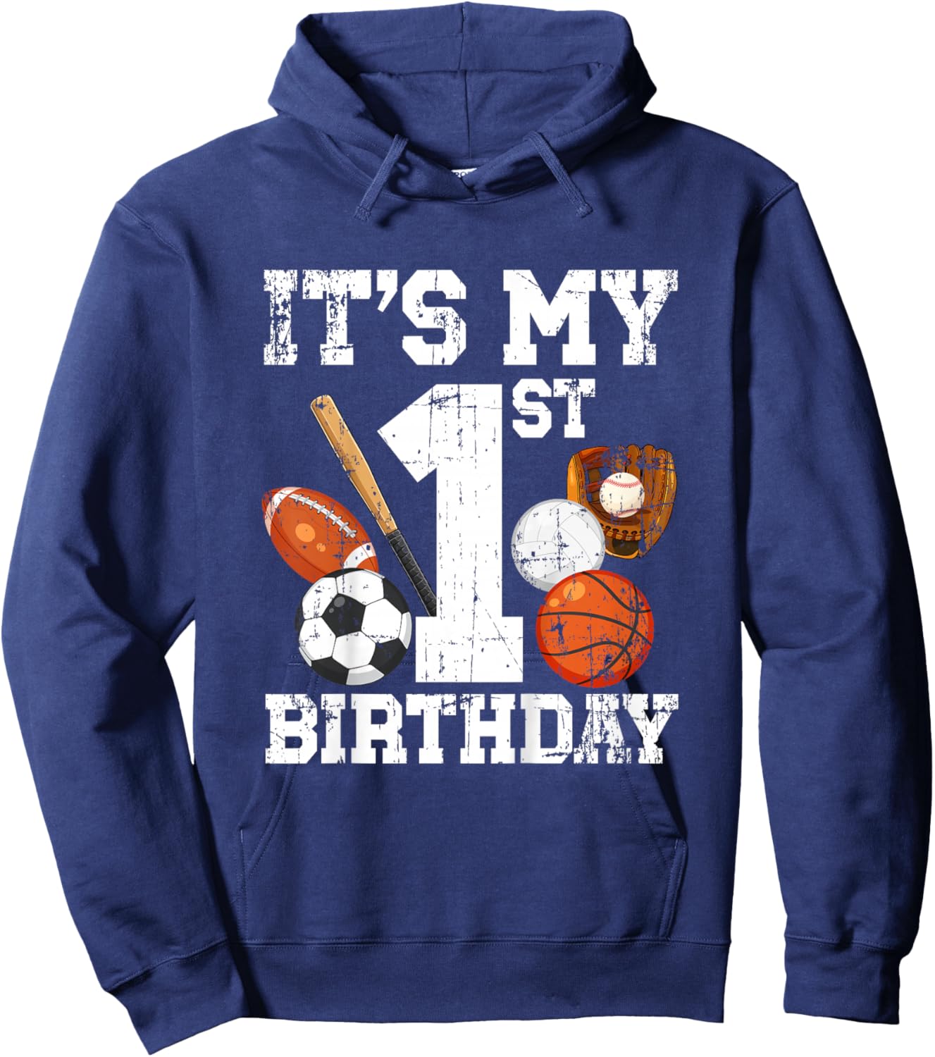 Kids 1st Birthday Sports Birthday Party One Year Old Boy Birthday Hoodie - Hoodie | Navy