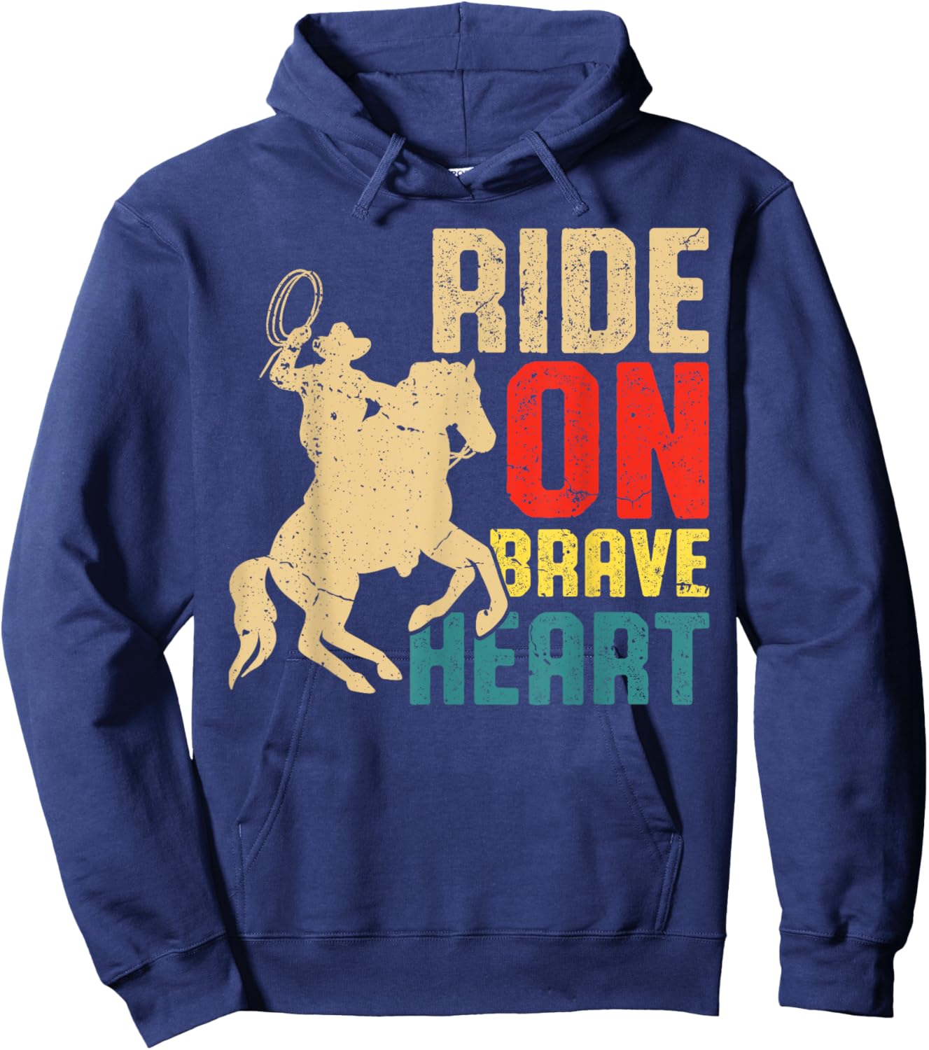 Ride On Brave Heart Equestrian Horse Riding Hoodie - Hoodie | Navy