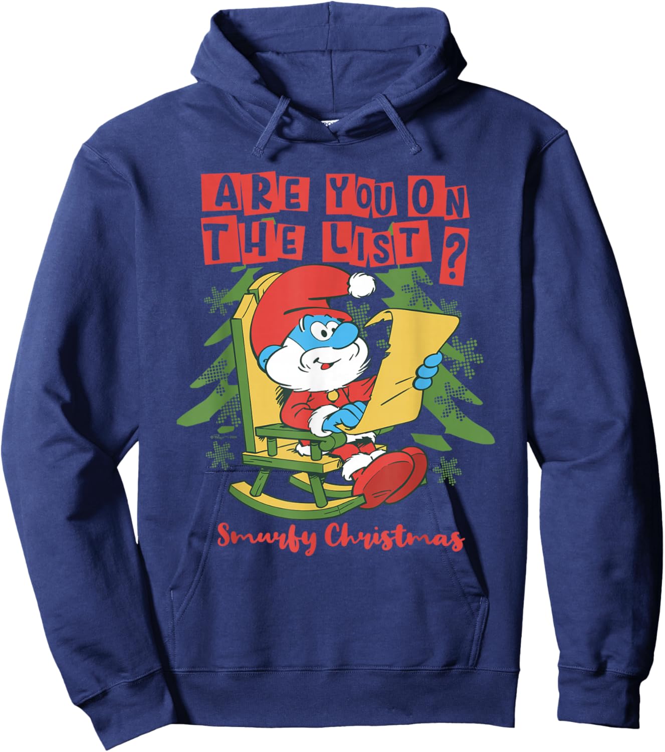 The Smurfs Christmas, Papa Smurf Are You On The List Hoodie - Hoodie | Navy