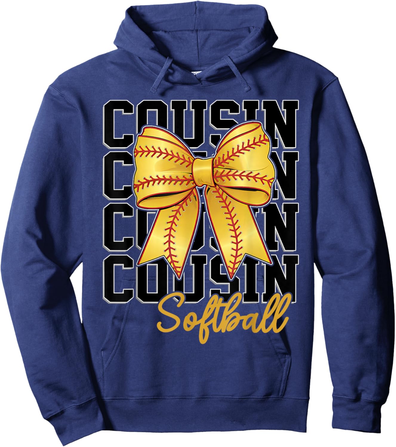 Softball Cousin Coquette Bow Biggest Fan Sport Lovers Girl Hoodie - Hoodie | Navy