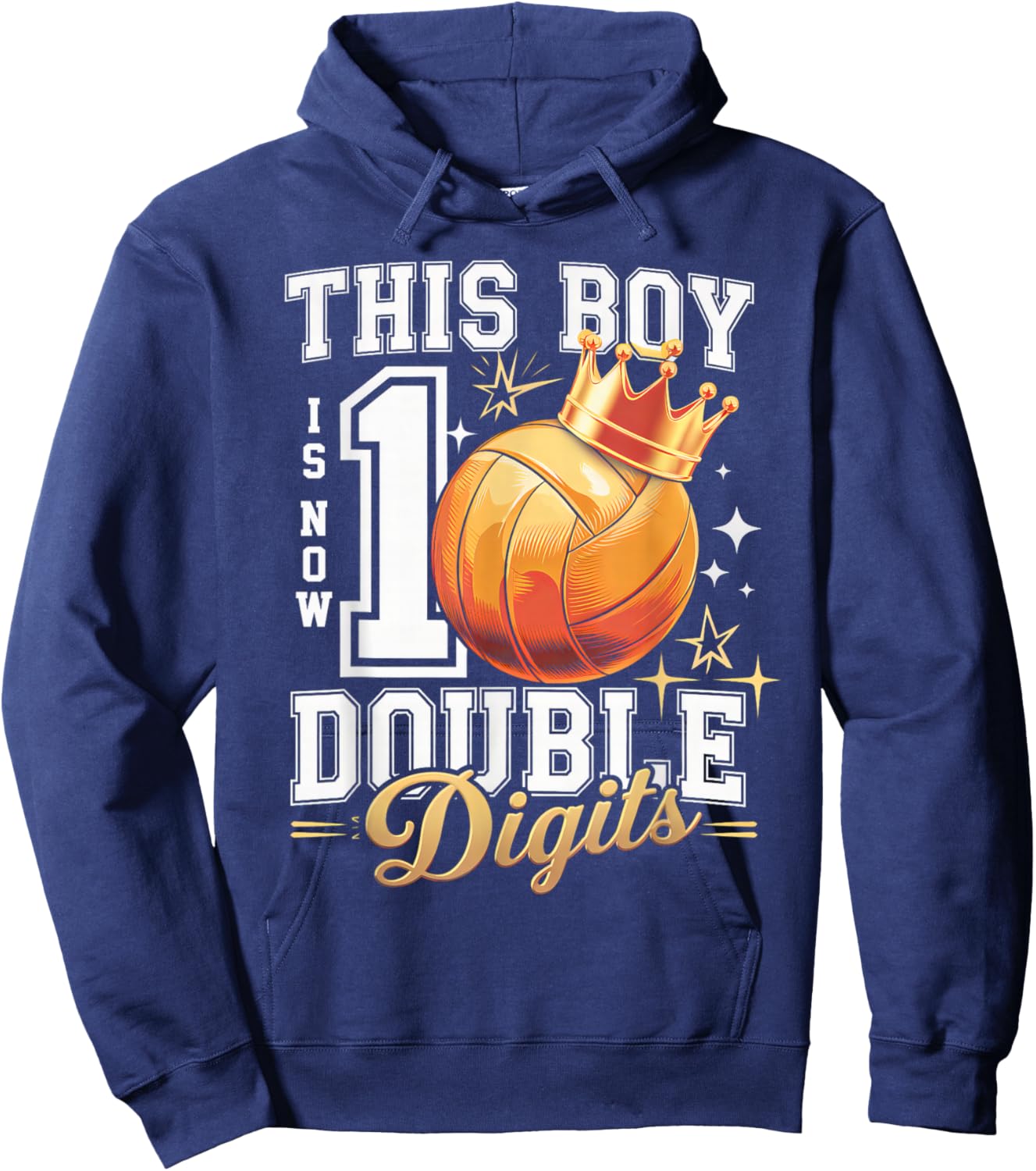 This Boy Double Digits Ten Volleyball 10 Years Old Birthday Hoodie - Hoodie | Navy