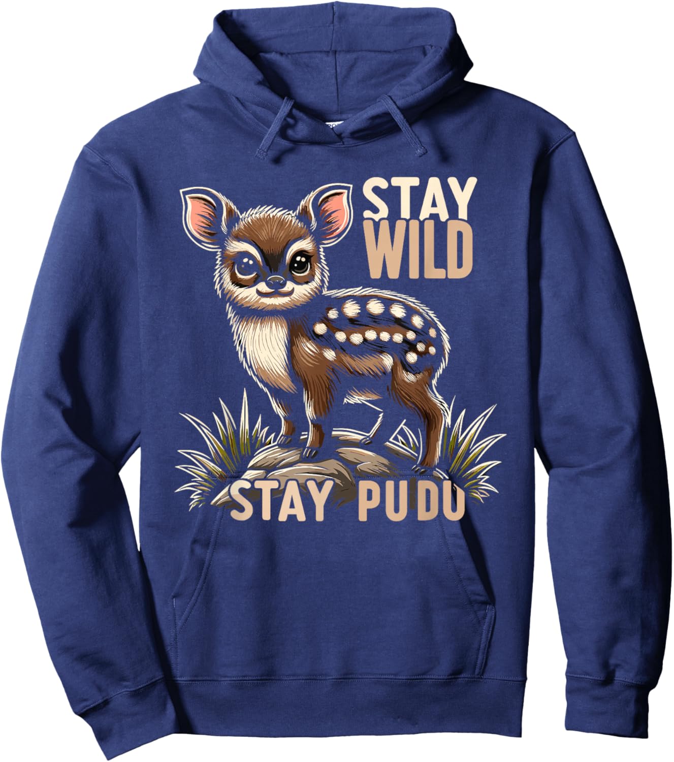 Cute Pudu Deer South America cartoon deer nature gift Hoodie - Hoodie | Navy