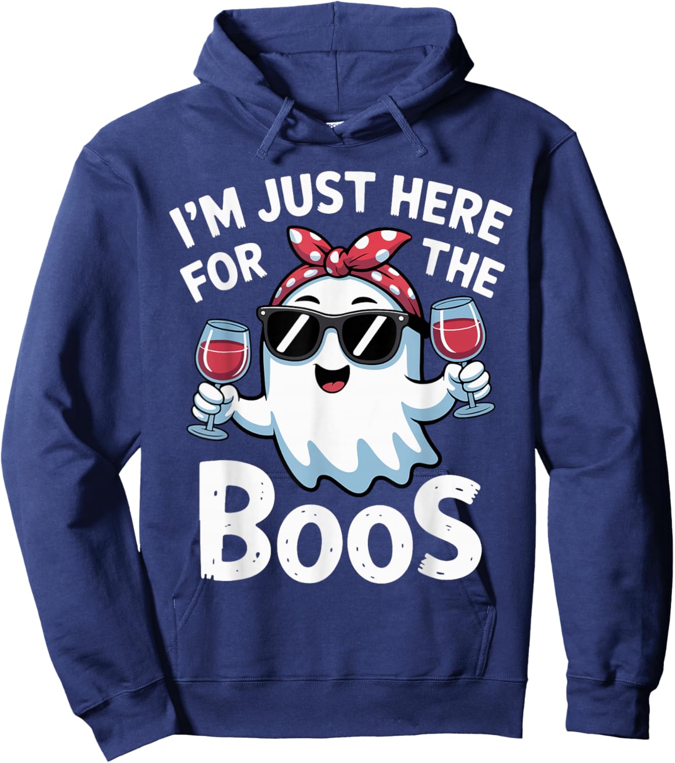 I'm Just Here for The Boos Halloween Women Ghost Cute Funny Hoodie - Hoodie | Navy