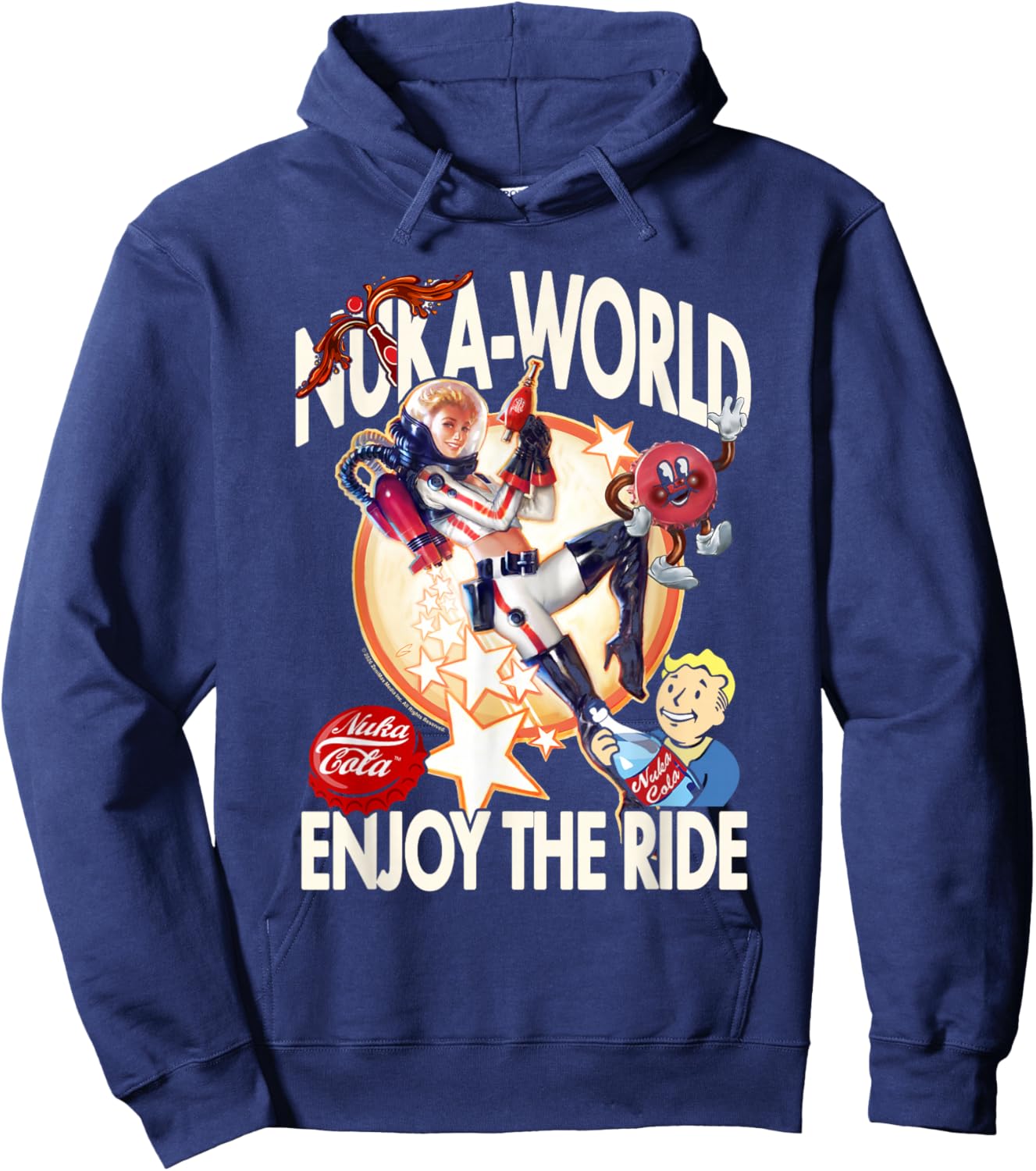 Fallout Video Game Nuka World Enjoy the Ride Vault Boy Hoodie - Hoodie | Navy