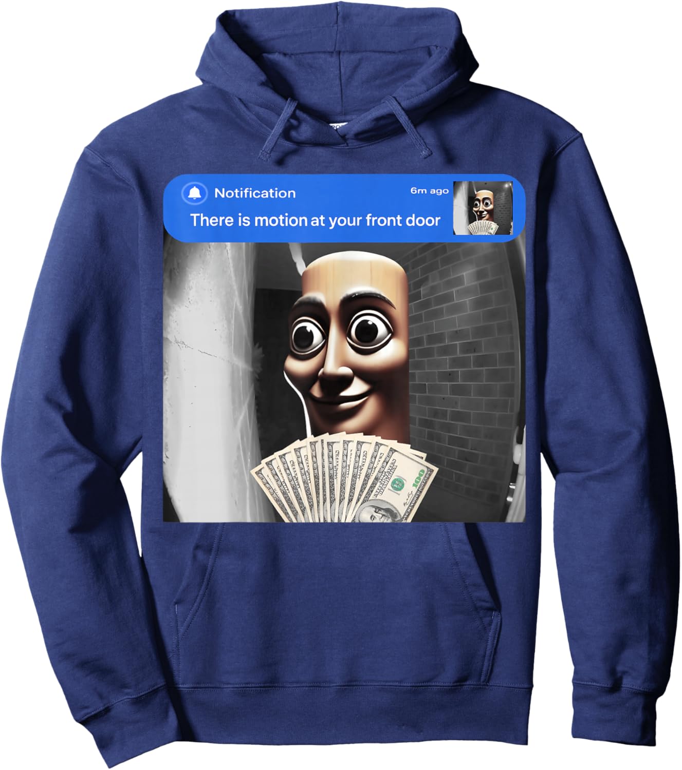 There is Motion at Your Front Door Tung Tung Tung sahur Meme Hoodie - Hoodie | Navy