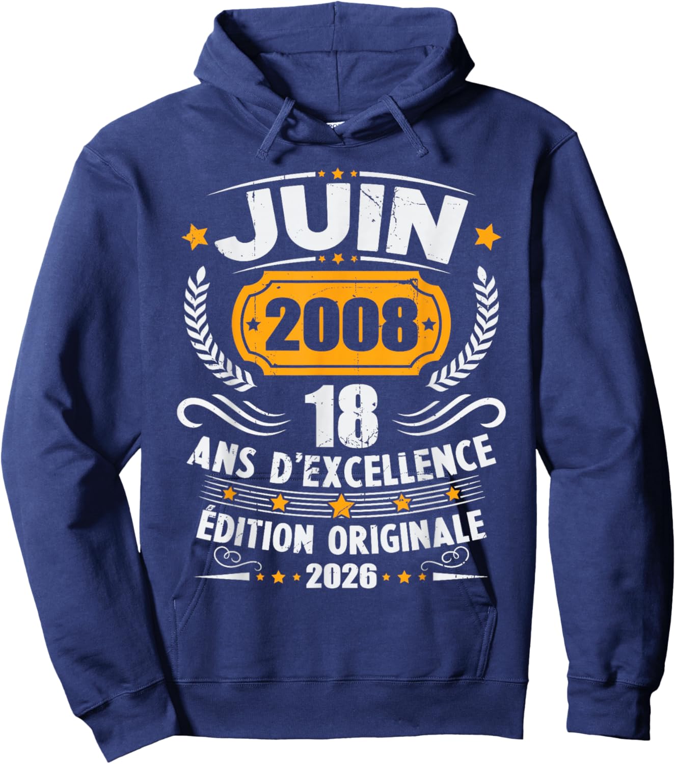 Vintage Cadeau d'anniversaire 18 Ans Née en Juin 2008 Hoodie - Hoodie | Navy