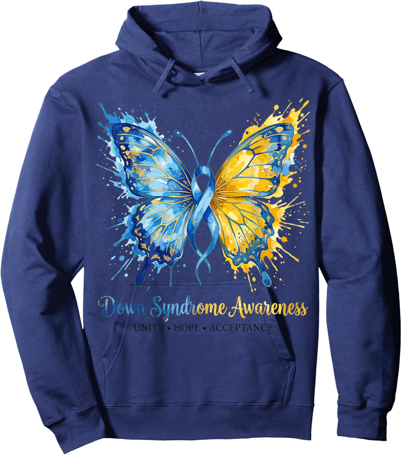 Down Syndrome Awareness Sunflower Ribbon Inclusion Support Hoodie - Hoodie | Navy