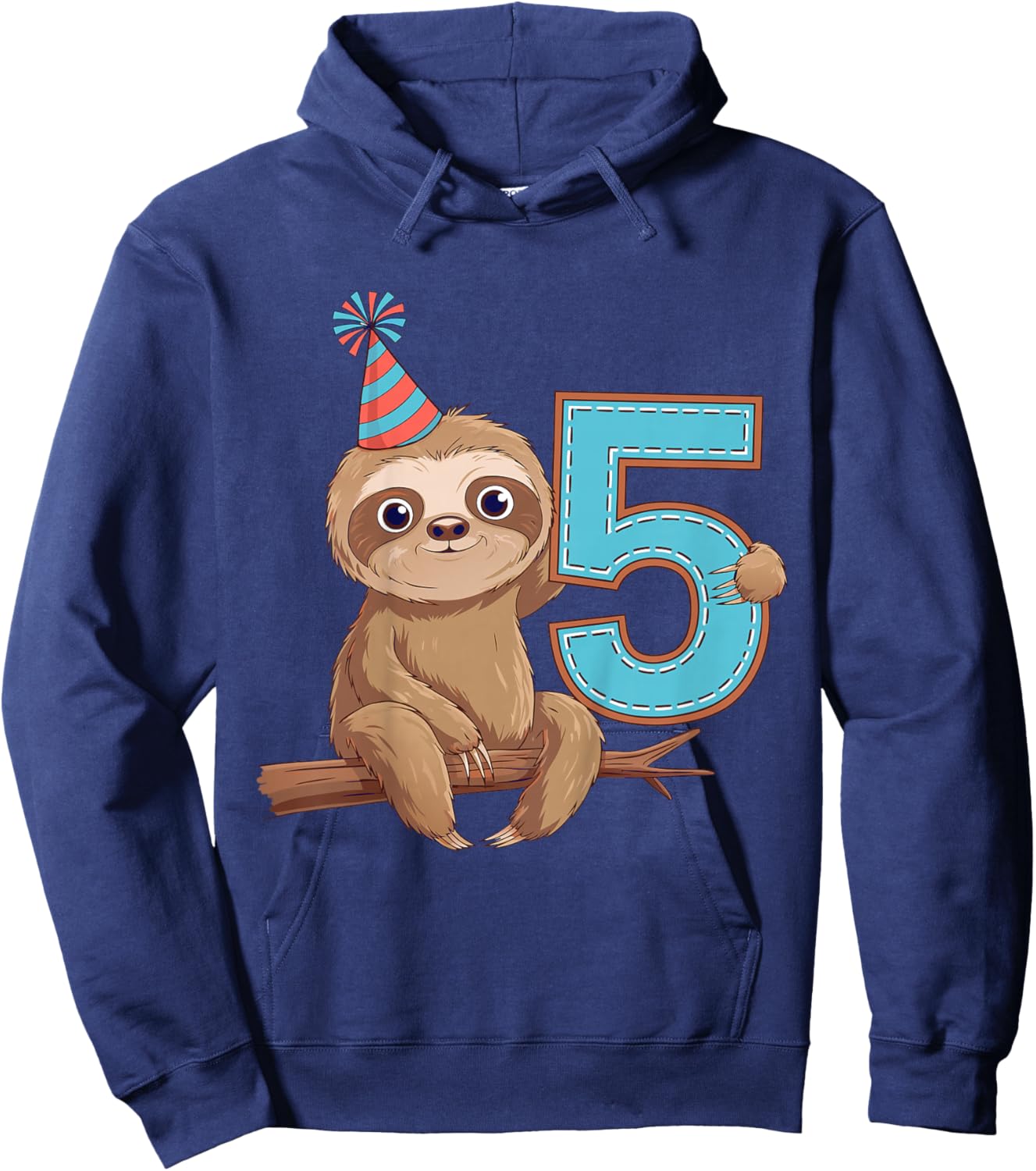 Kids 5th Birthday Sloth Kids Hoodie - Hoodie | Navy
