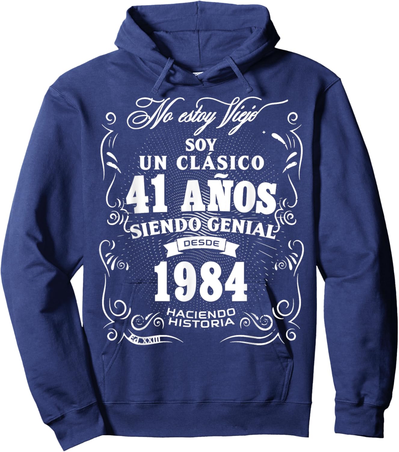 Vintage 41st Birthday Men Funny 1984 41 Birthday Spanish Hoodie - Hoodie | Navy