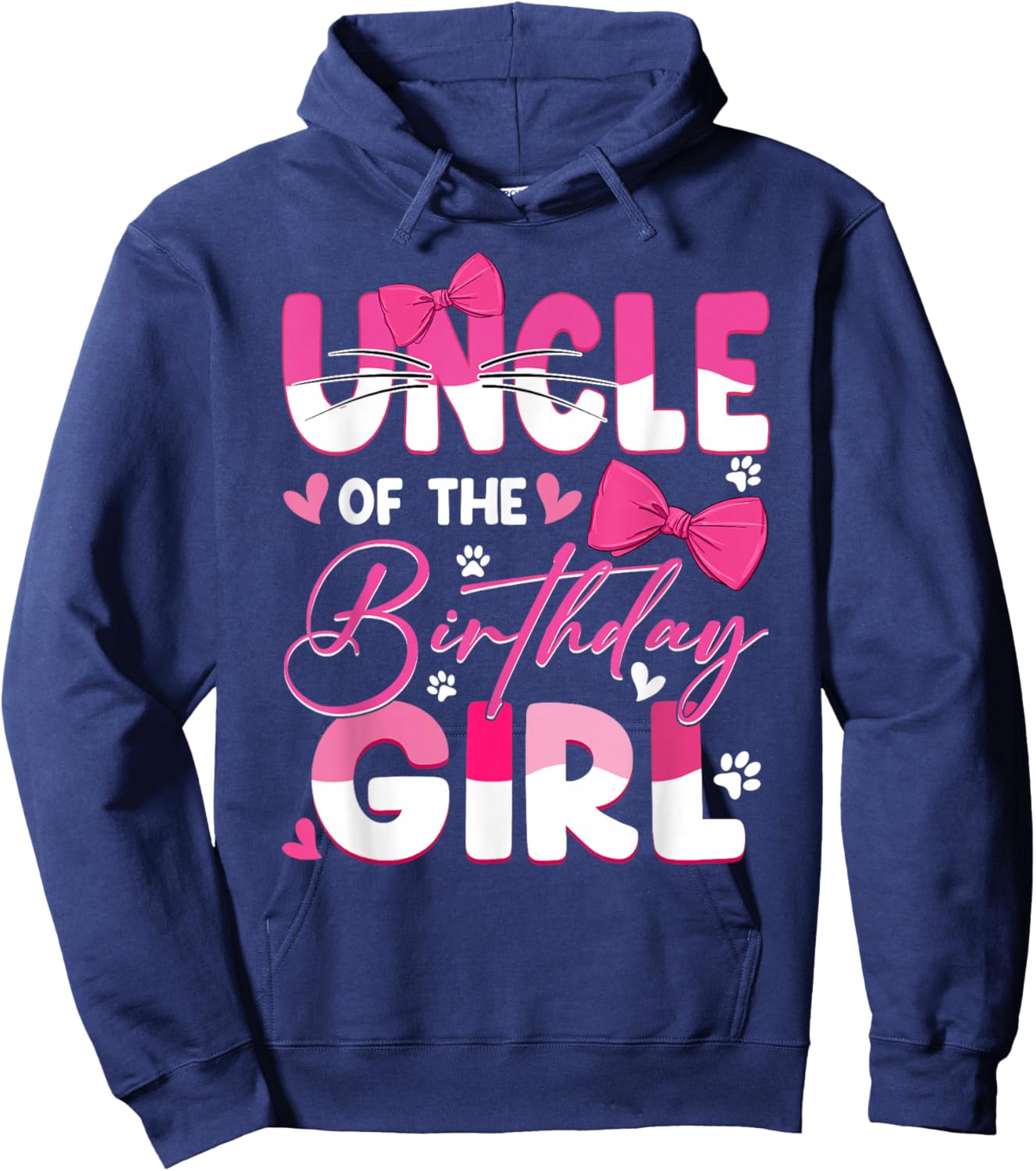 Uncle Of The Birthday Girl Cat Kitty Family Matching Hoodie - Hoodie | Navy