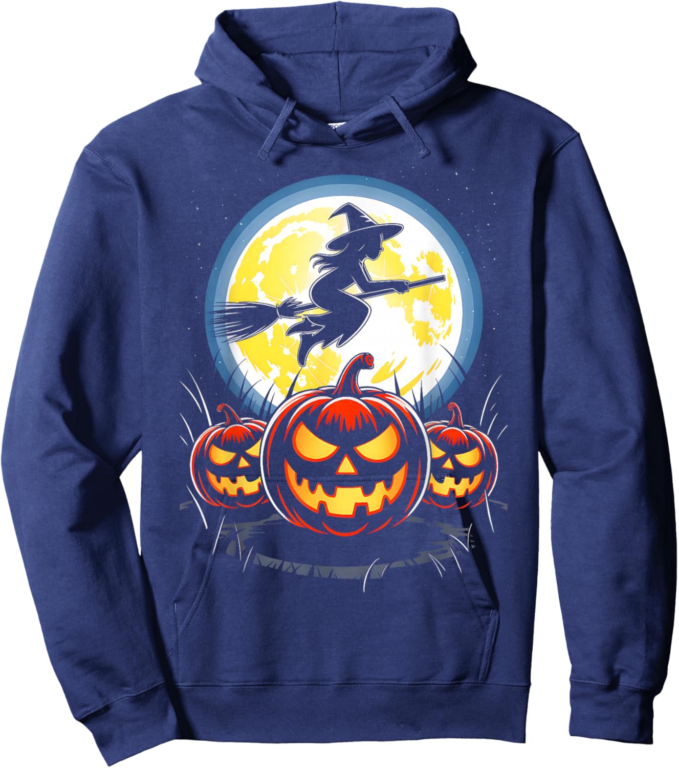 Scary Witch Creepy Pumpkin Halloween Night Adult Kid Costume Hoodie - Hoodie | Navy