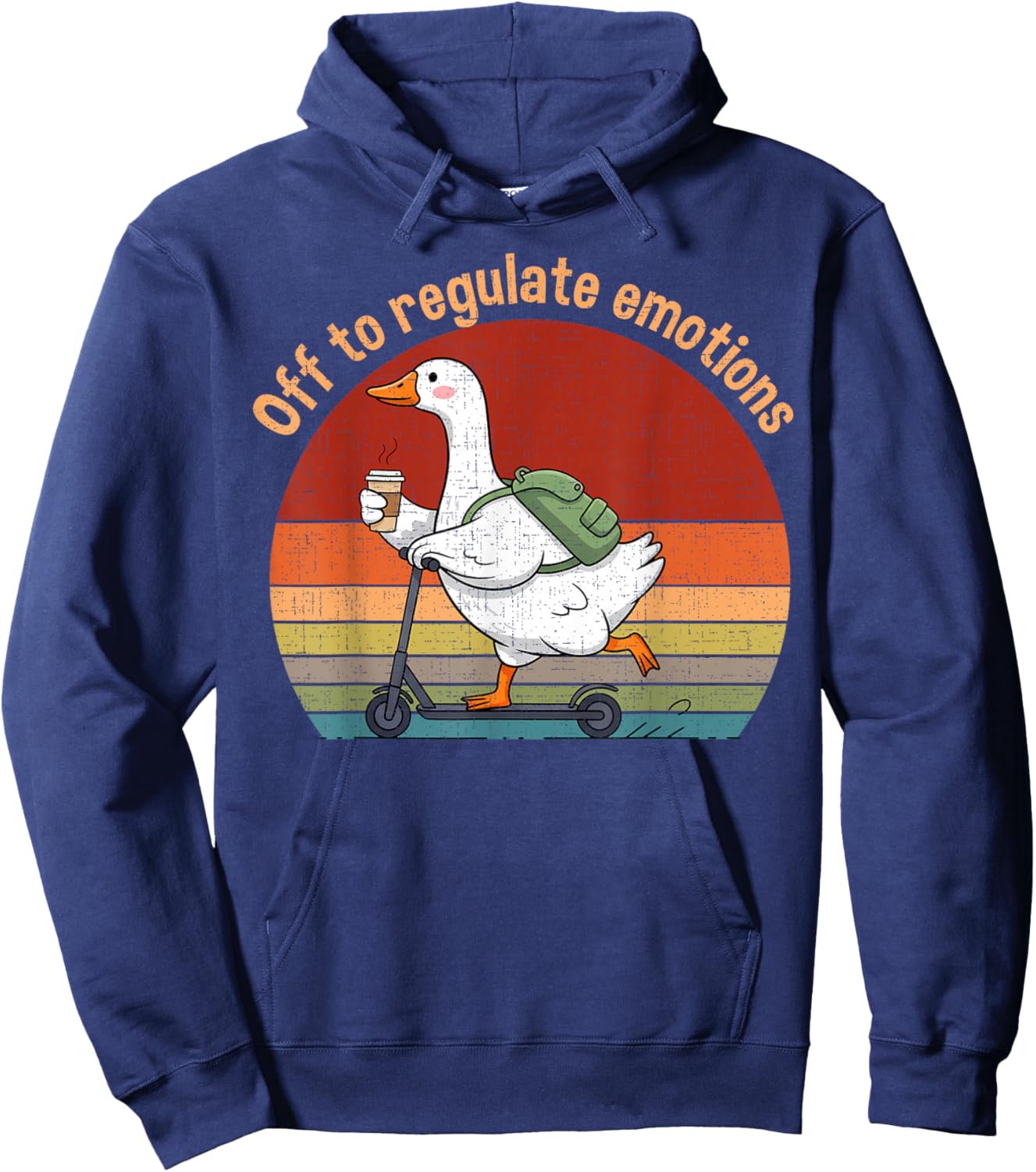 Retro Vintage Off to Regulate Emotions Goose Mental Health Hoodie - Hoodie | Navy
