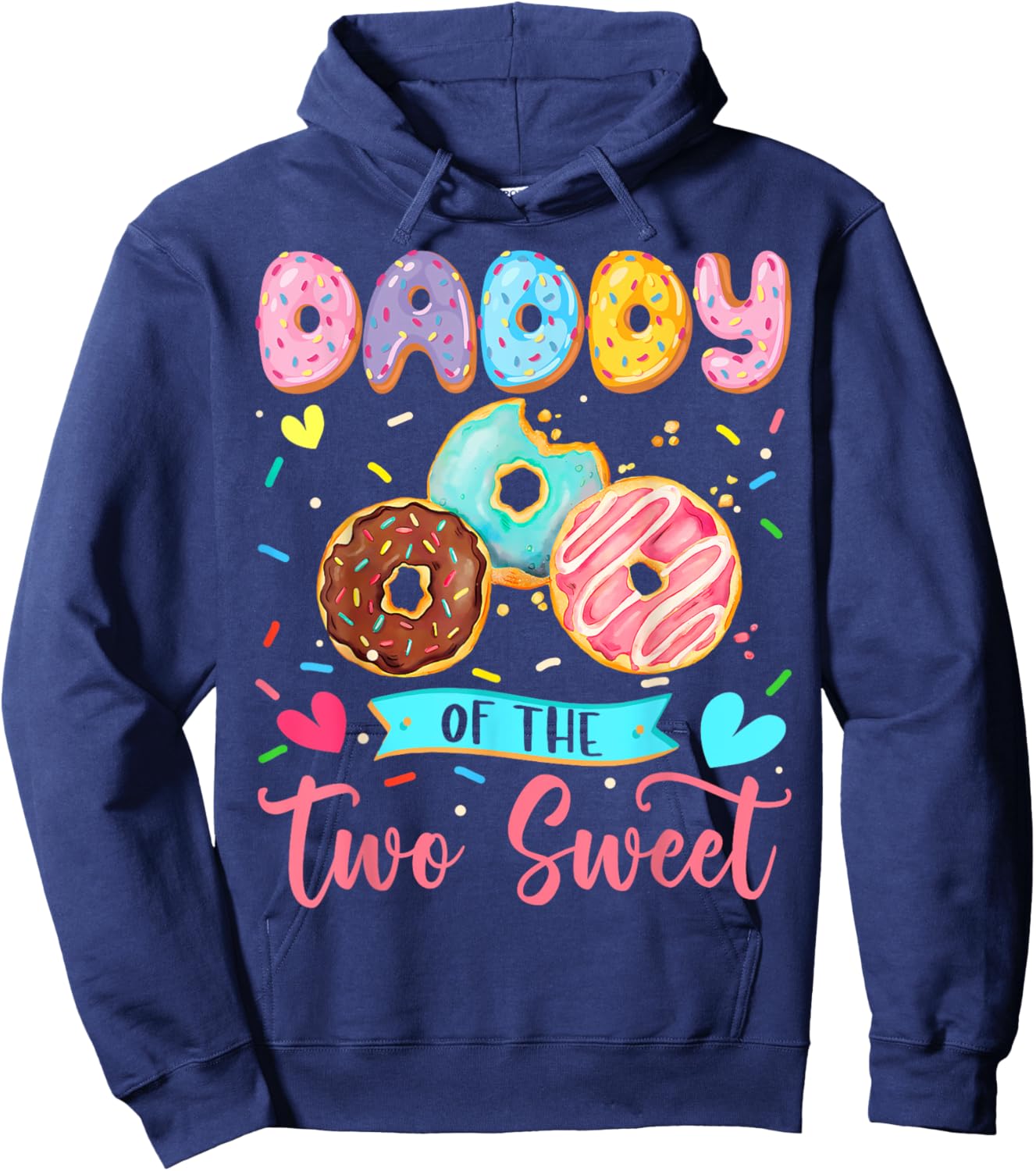 Daddy Of The Two Sweet 2Nd Birthday Girl Donut Matching Hoodie - Hoodie | Navy