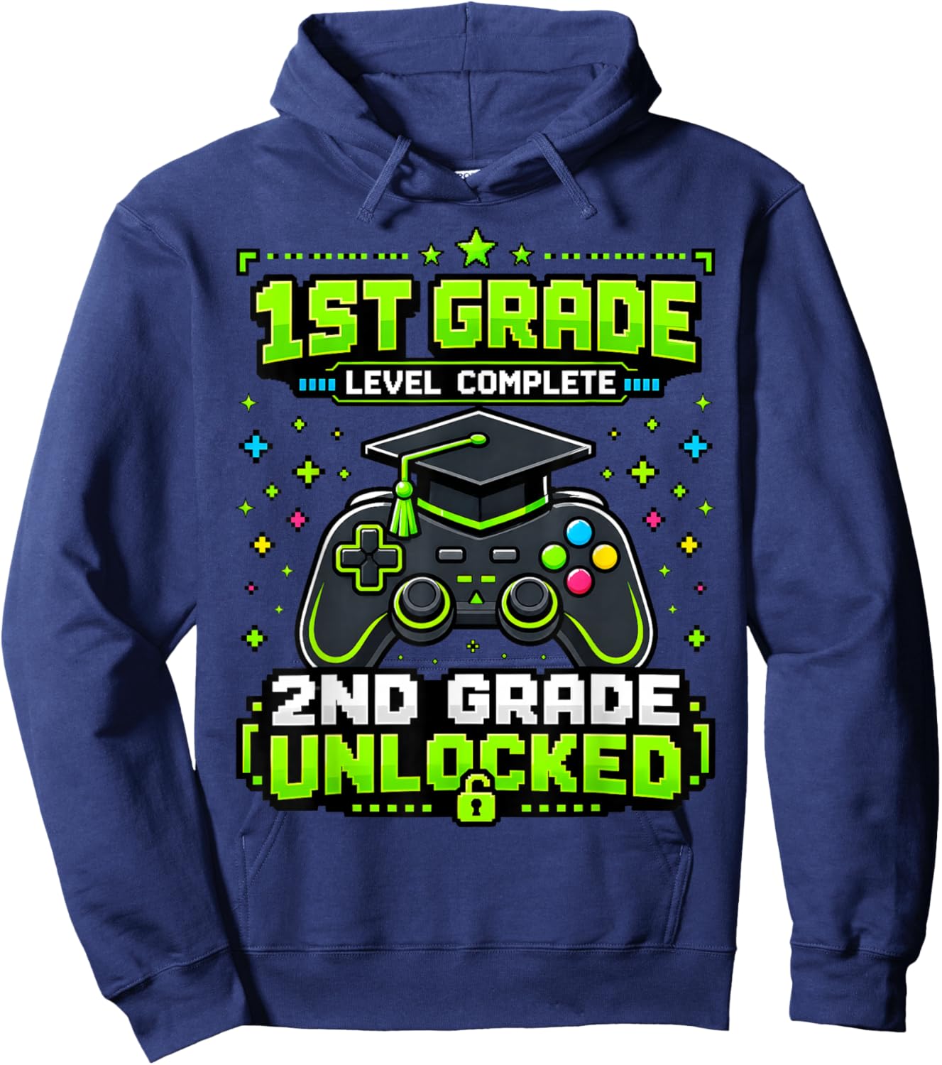 1st Grade Graduation 2nd Grade Unlocked Gamer Boys Kids Hoodie - Hoodie | Navy