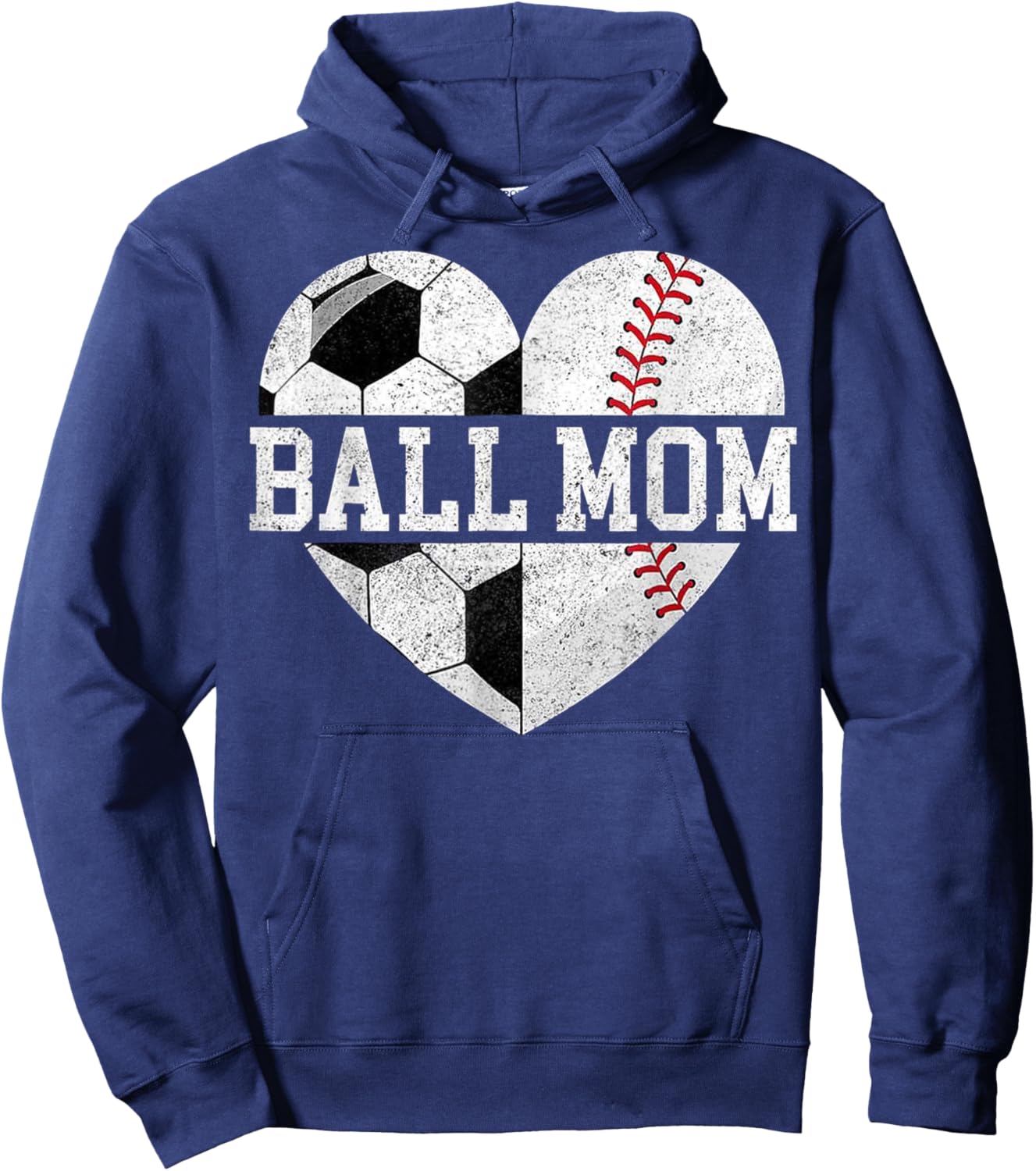 Mom of Both Heart Soccer Baseball Sports Mom Mother's Day Hoodie - Hoodie | Navy