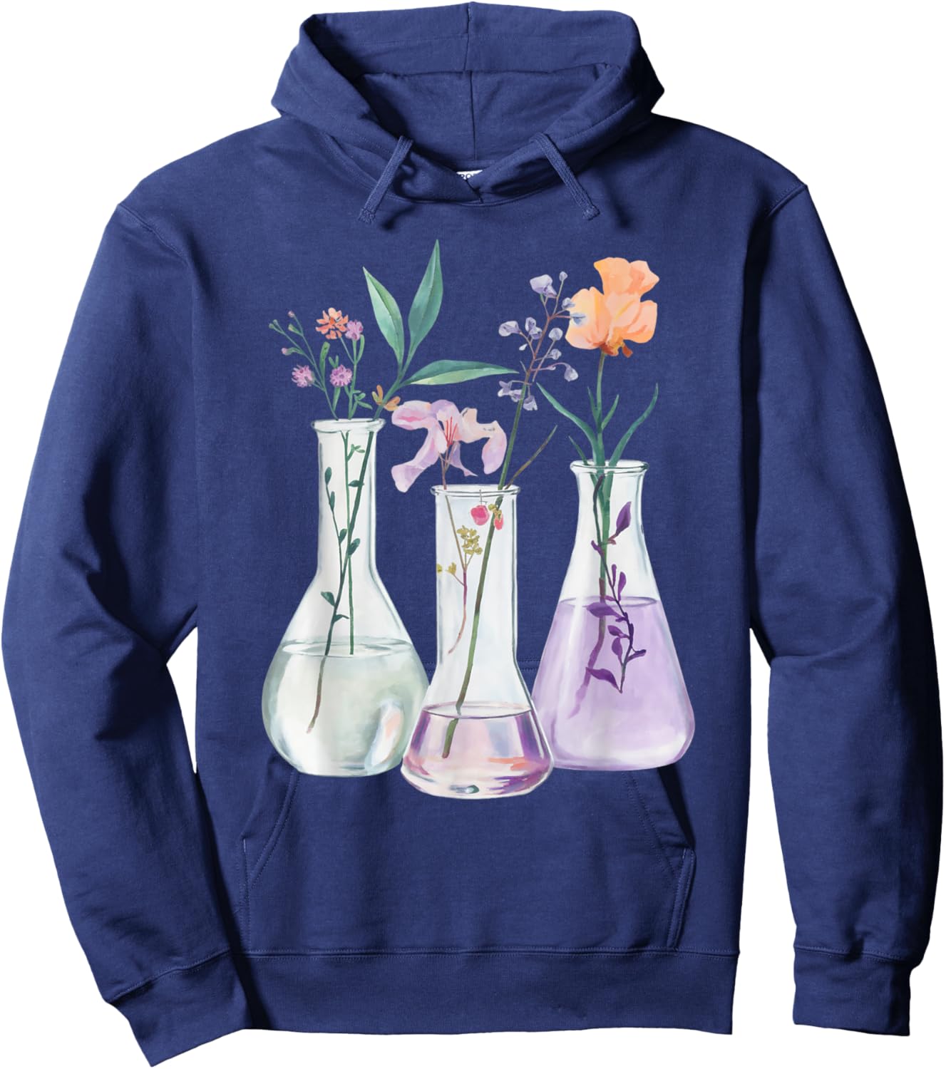 Flowers Test Tube Chemistry Student Science Teacher Women Hoodie - Hoodie | Navy