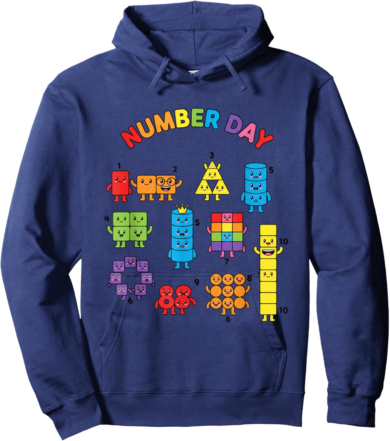 Number Day Colorful Counting Kids Math Funny Classroom Decor Hoodie - Hoodie | Navy