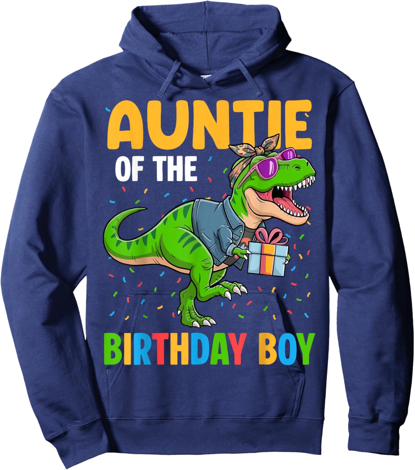 Auntie of The Birthday Party Outfit Dinosaur Squad Aunt Hoodie - Hoodie | Navy