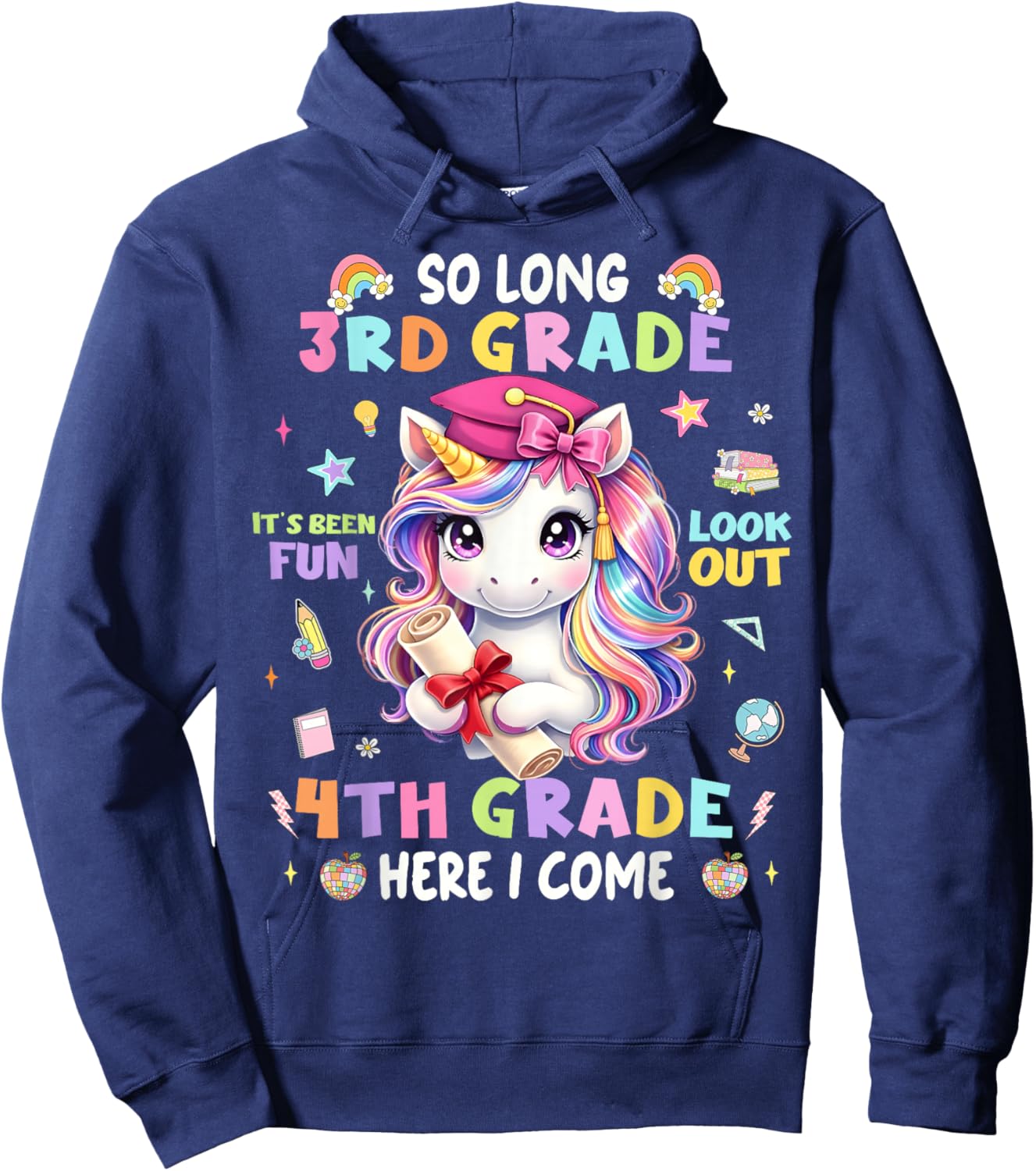 So Long 3rd Grade Look Out 4th Grade Boy Girl Kid Hoodie - Hoodie | Navy