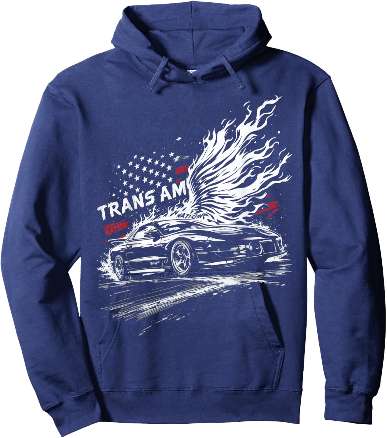 Trans Am Muscle Car 1990's Patriotic Flame USA Flag Trans AM Hoodie - Hoodie | Navy