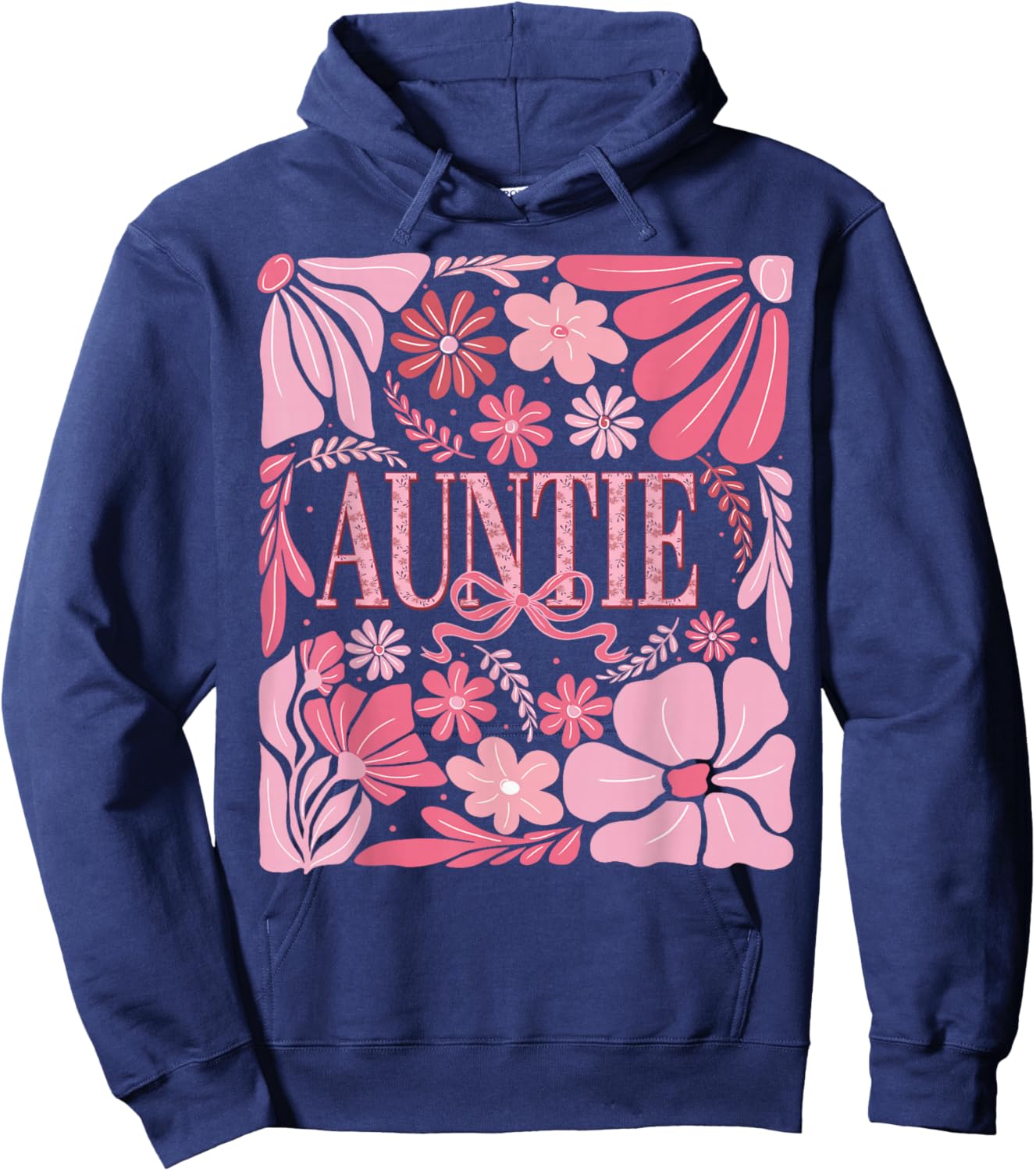 Floral Auntie Coquette Boho Aunt Mothers Day Retro Floral Hoodie - Hoodie | Navy