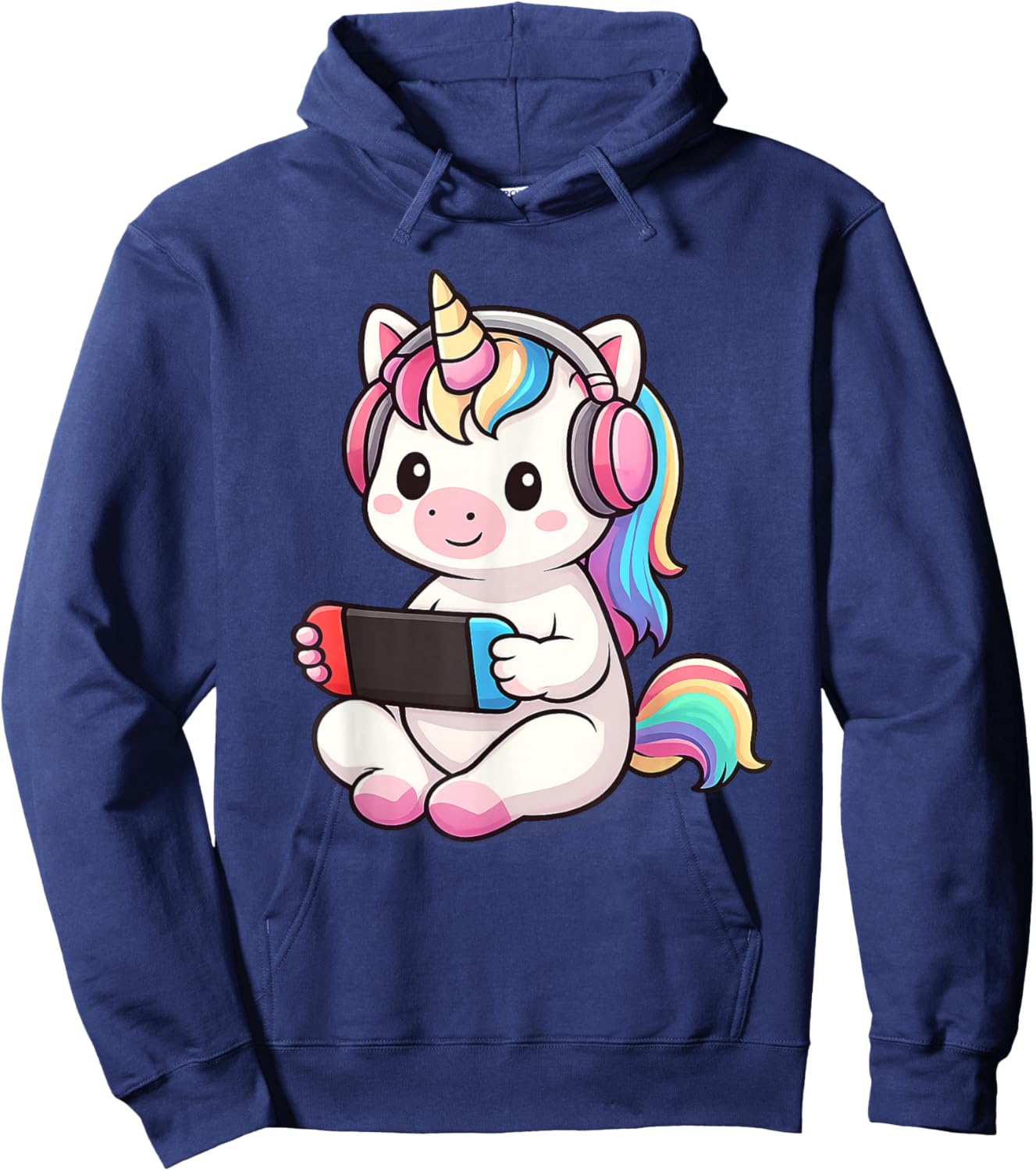 Kawaii Gamer Unicorn Playing Video Game Gaming Gifts Hoodie - Hoodie | Navy