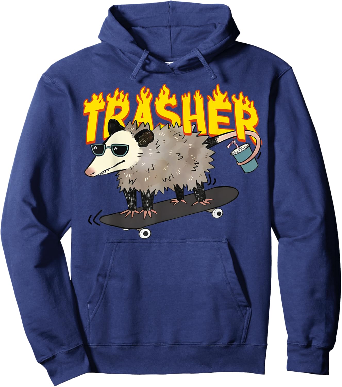 Opossum Skateboard Funny Trasher Possum Skater Men Women Kid Hoodie - Hoodie | Navy