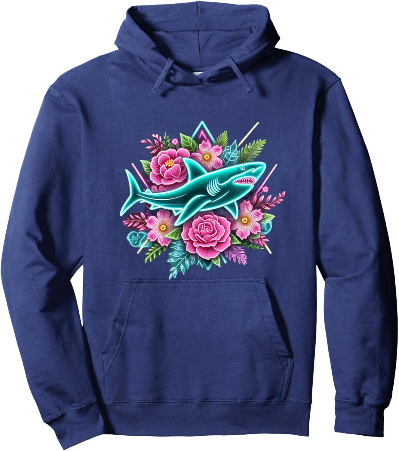 Floral Shark Girls Shark Lover Shark Enthusiast Shark Hoodie - Hoodie | Navy
