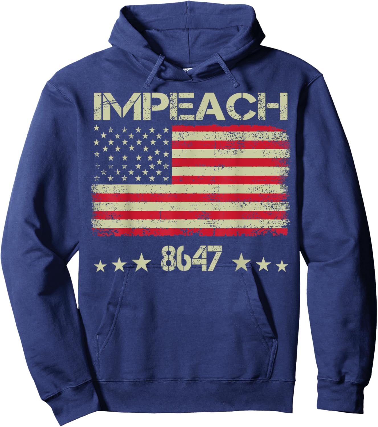 8647 Anti Trump 86 47 Impeach Trump Impeach 47 Resist Flag Hoodie - Hoodie | Navy