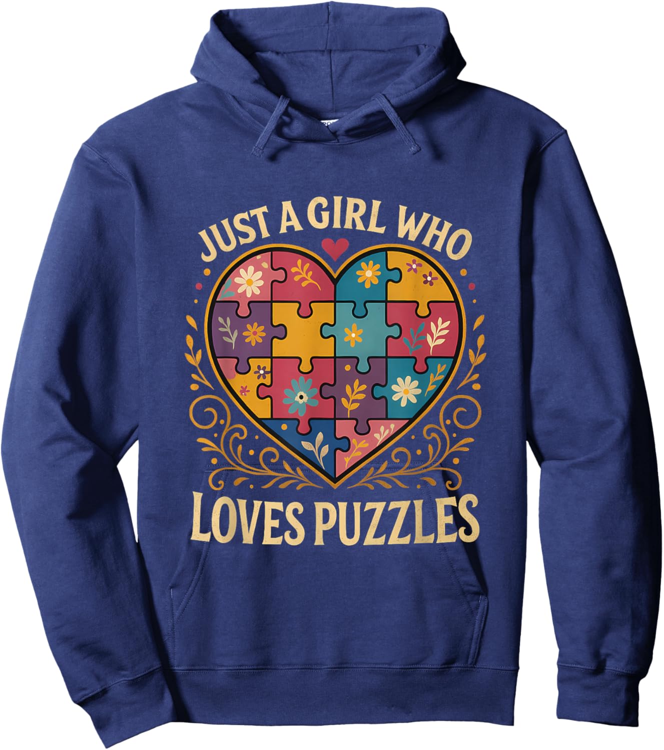 Just a Girl Who Loves Puzzles Jigsaw Puzzle Piece Lover Hoodie - Hoodie | Navy