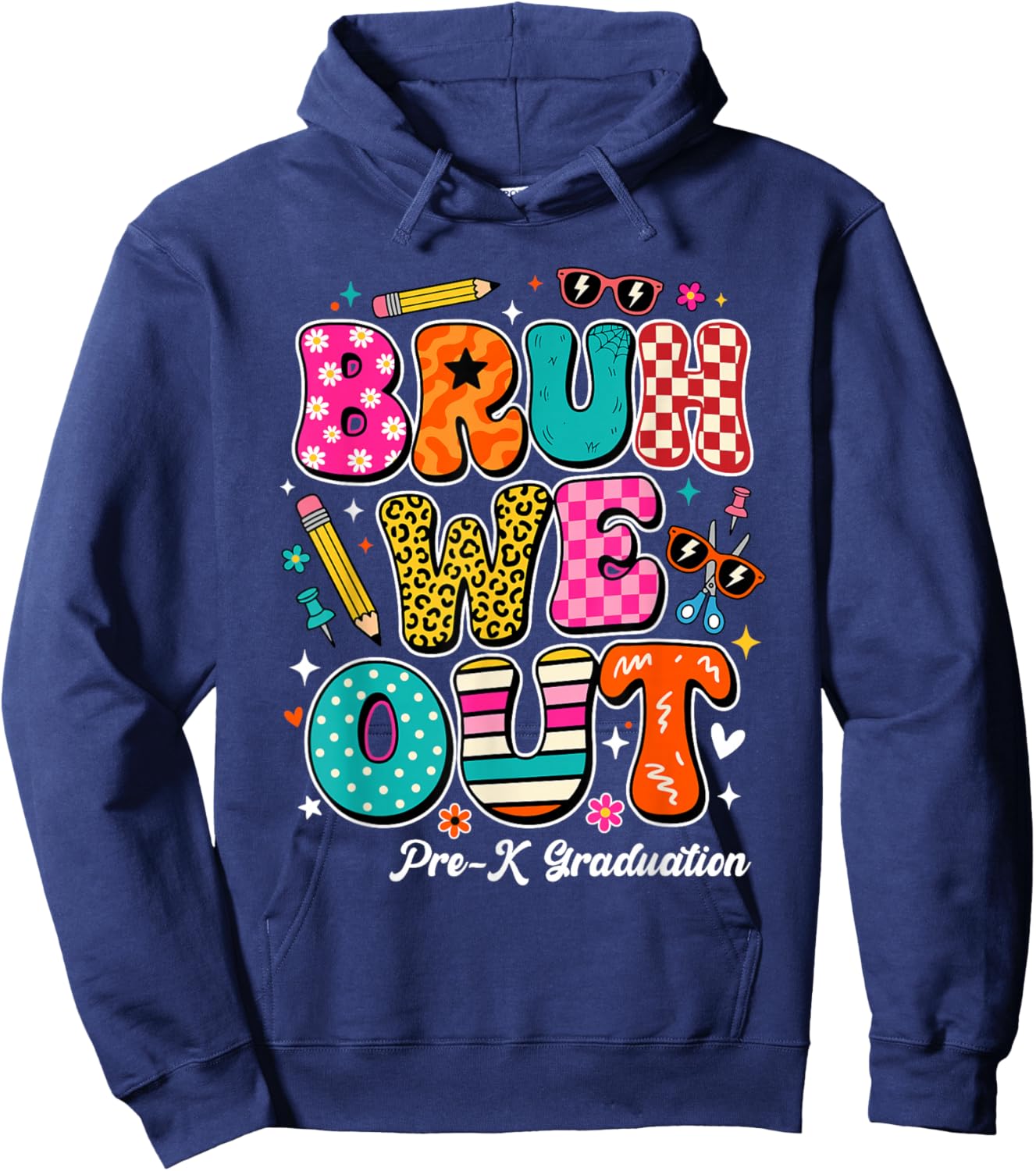 Bruh We Out Kids Pre-K Preschool Graduation 2026 Hoodie - Hoodie | Navy