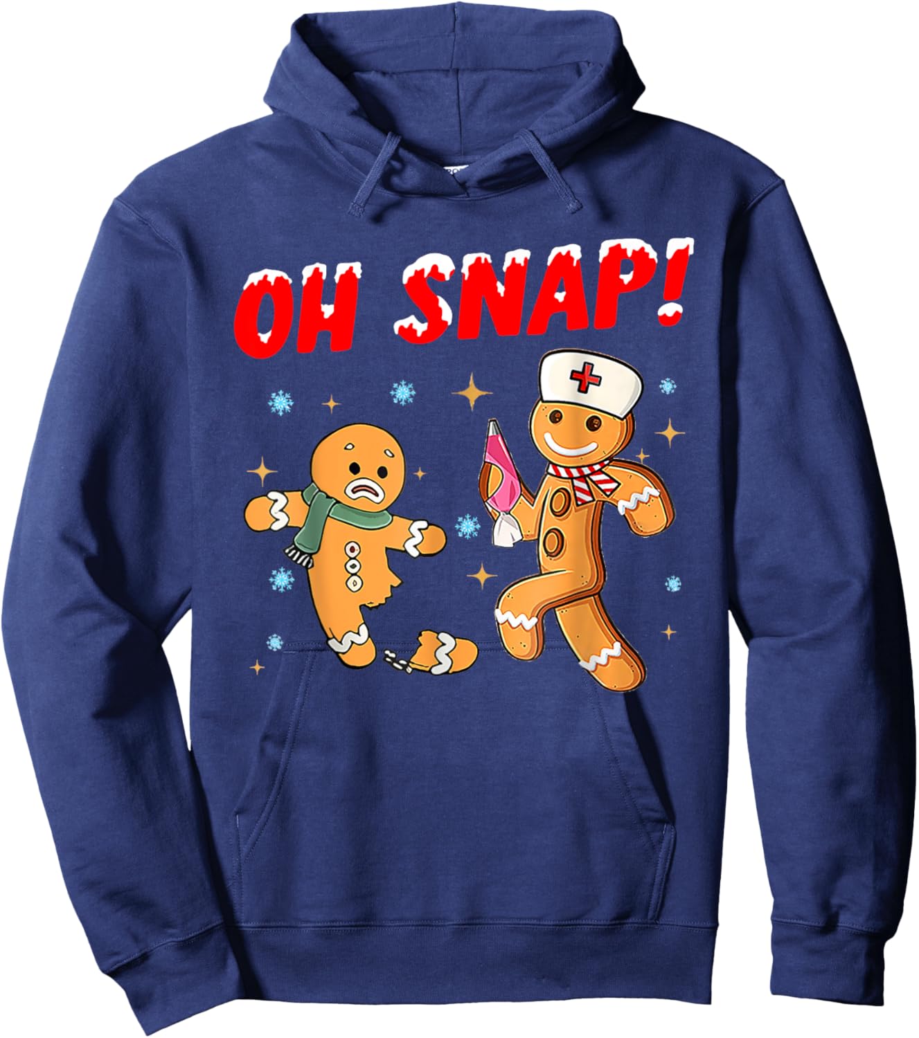 Oh Snap Broken Leg Bones Injury Hospital Nurse Gingerbread Hoodie - Hoodie | Navy