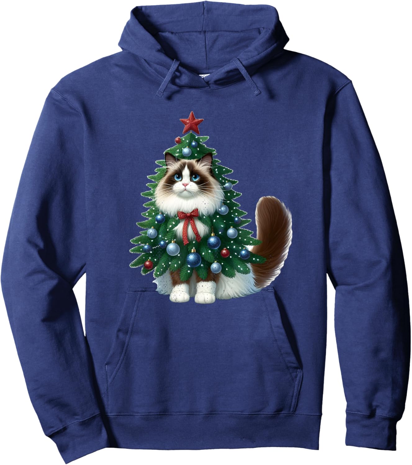 Ragdoll Cat Christmas Tree Costume Hoodie - Hoodie | Navy