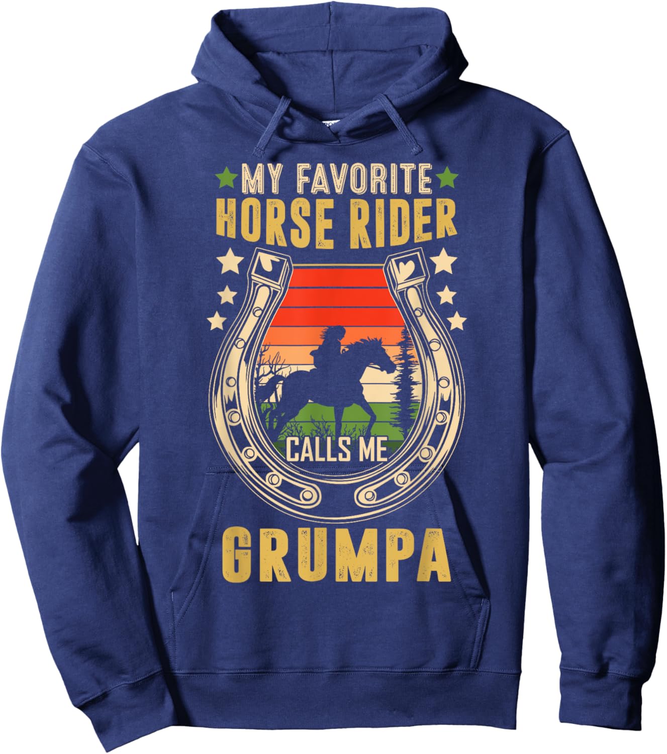 My Favorite Horse Rider Calls Me Grumpa Father's Day Hoodie - Hoodie | Navy
