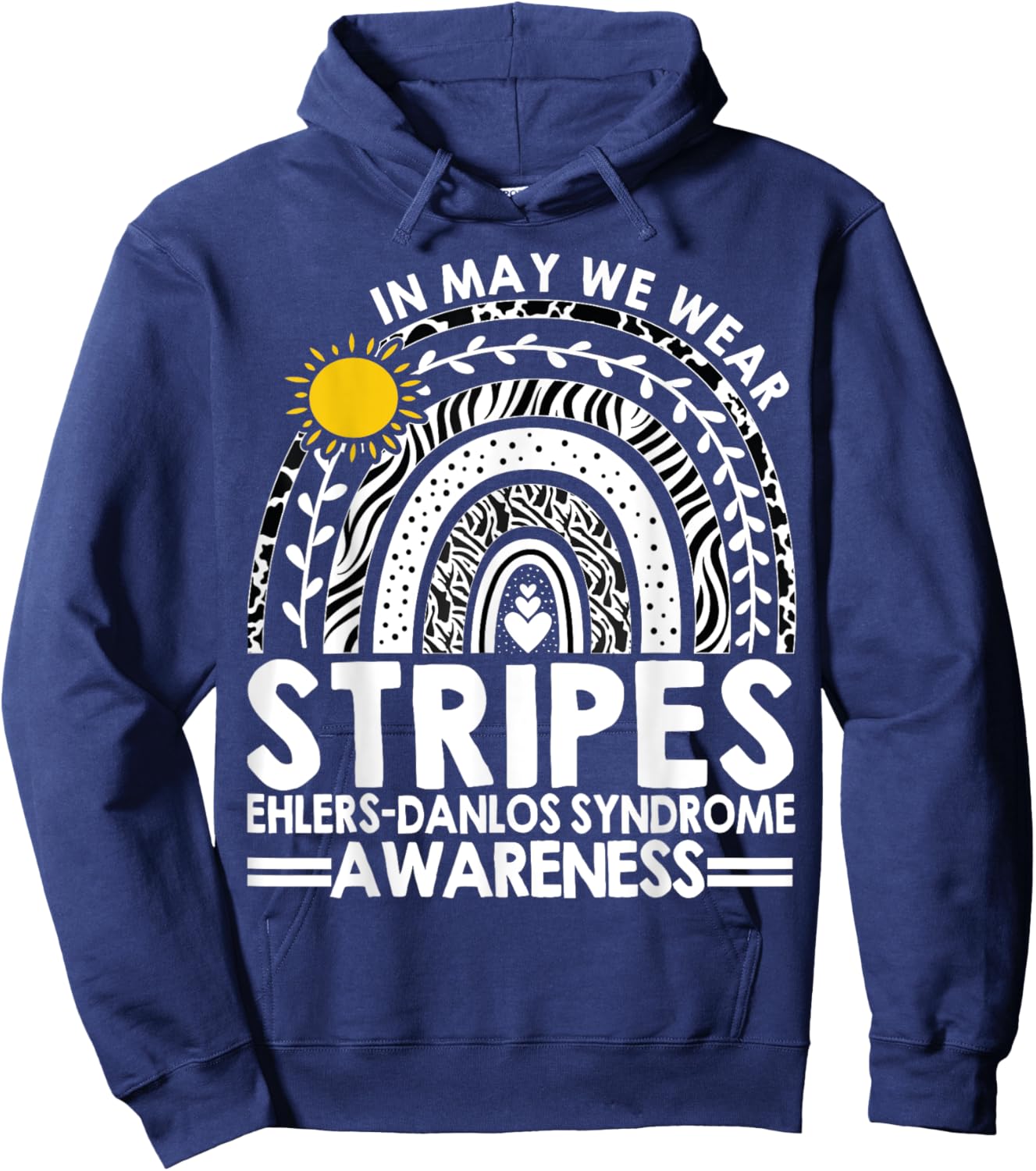 In May We Wear Stripes Ehlers-Danlos Syndrome Awareness Hoodie - Hoodie | Navy