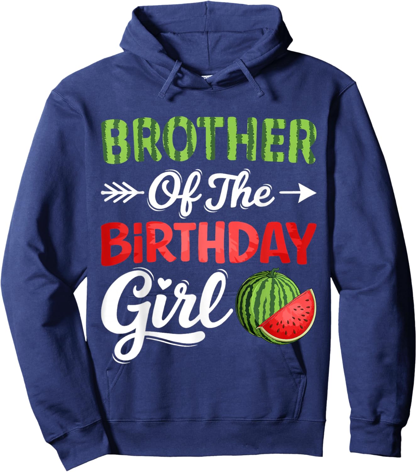 Watermelon Brother of The Birthday Girl Watermelon Pattern Hoodie - Hoodie | Navy
