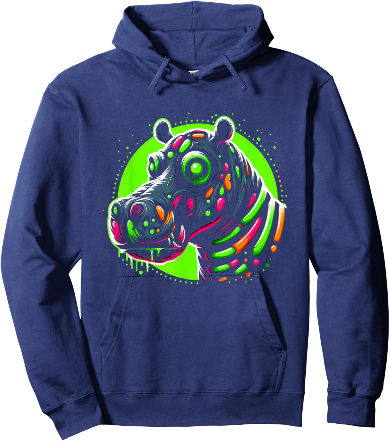 Zombie Hippo Hippopotamus Halloween Horror Skeleton Creepy Hoodie - Hoodie | Navy