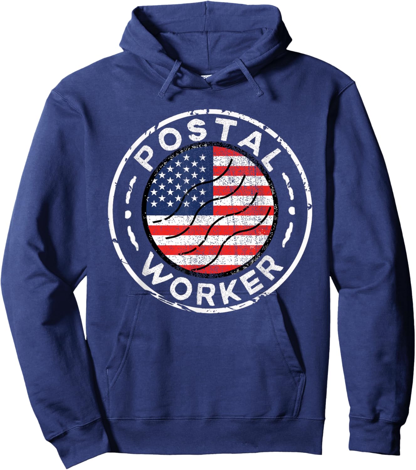 USA Flag Patriotic Postal Worker Mailman Mail Lady Novelty Hoodie - Hoodie | Navy