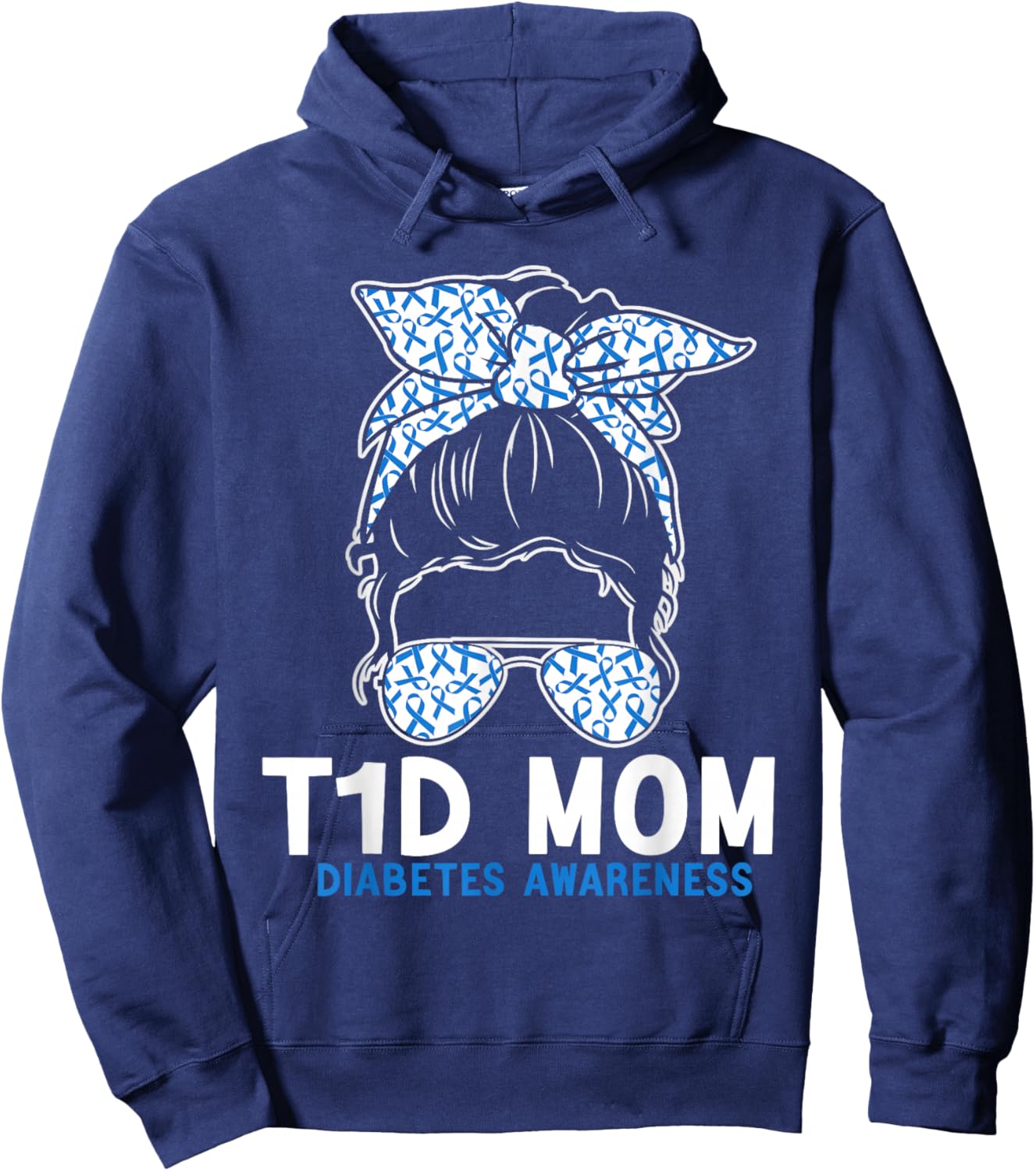 T1D Mom Diabetes Awareness Type 1 Diabetes Mother Hoodie - Hoodie | Navy