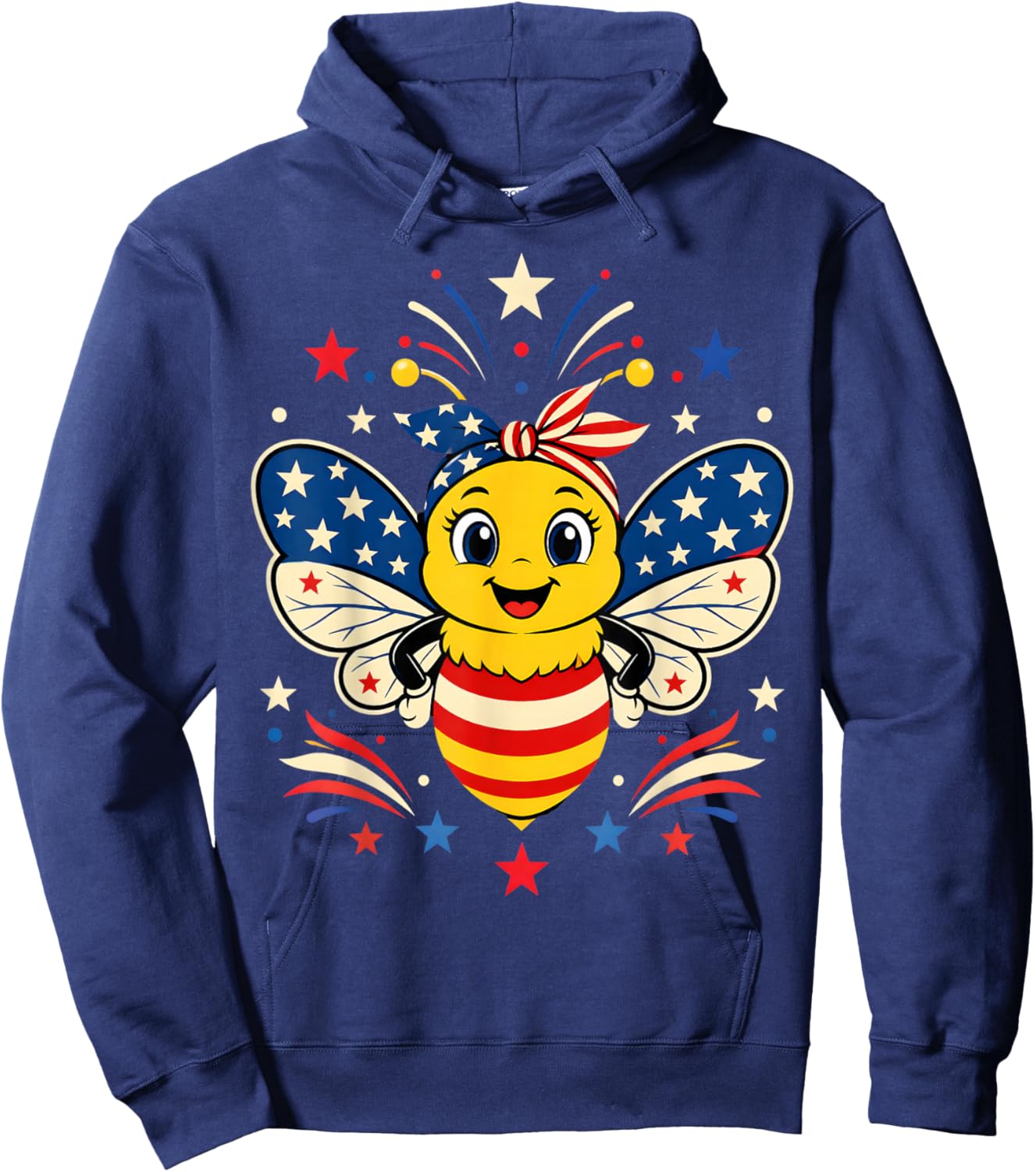 Patriotic Bee 4th of July Hoodie - Hoodie | Navy