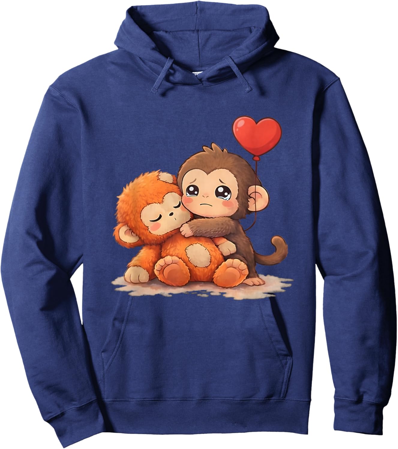 Cute Baby Monkey Punch Sad Little Punch Big Love Hoodie - Hoodie | Navy