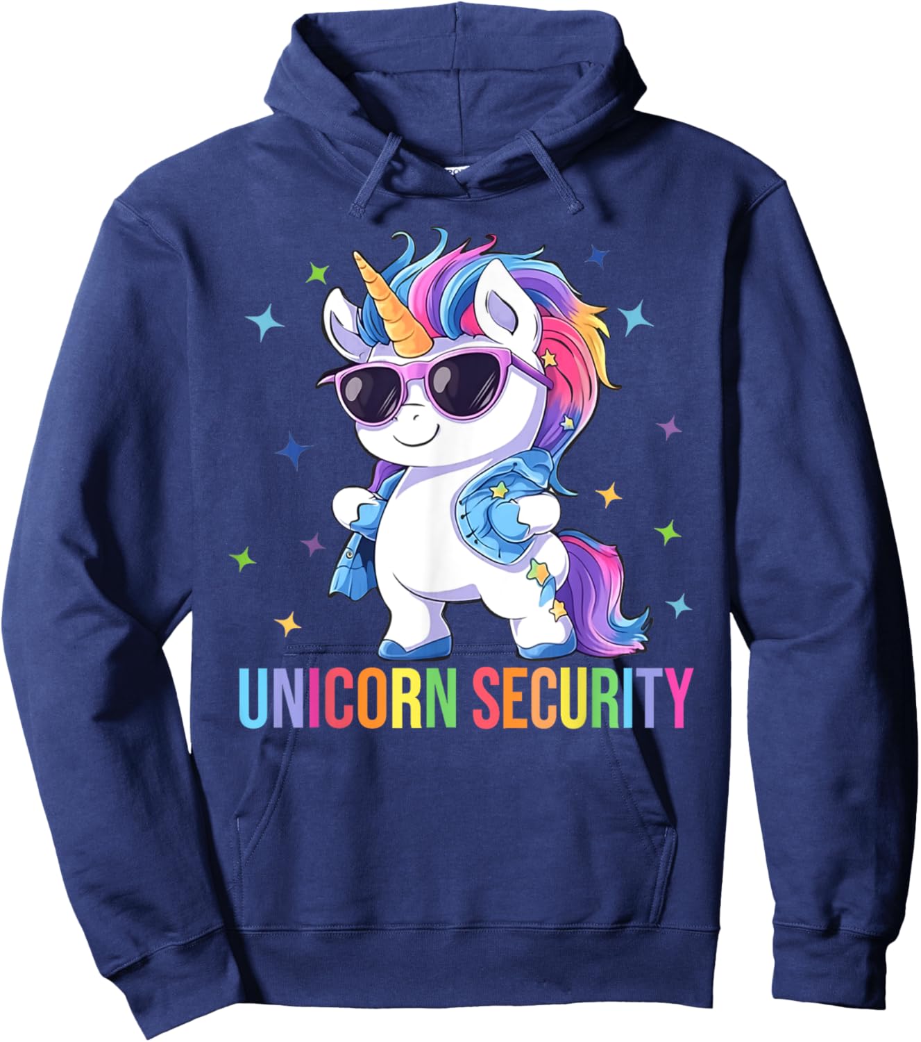 Birthday Party Dad Mom Daughter Costume Unicorn Security Hoodie - Hoodie | Navy