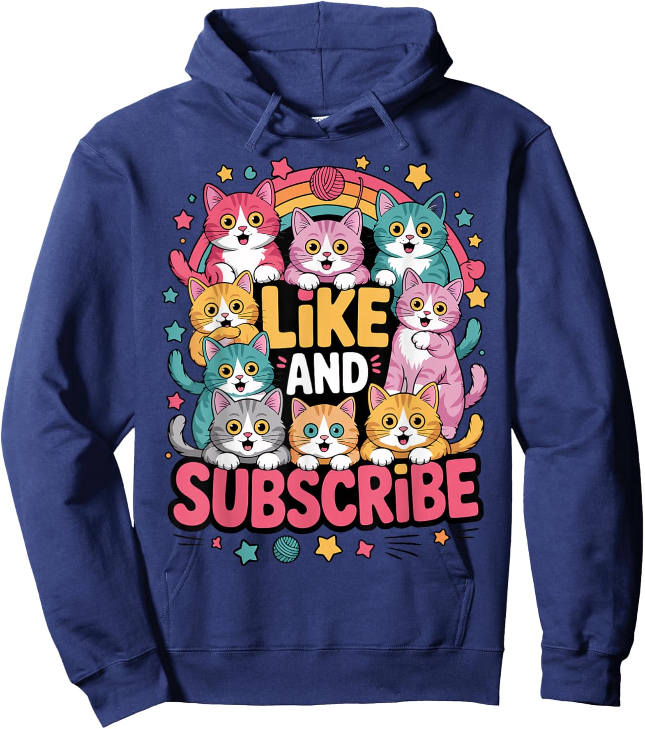Like and Subscribe Cat Hoodie - Hoodie | Navy