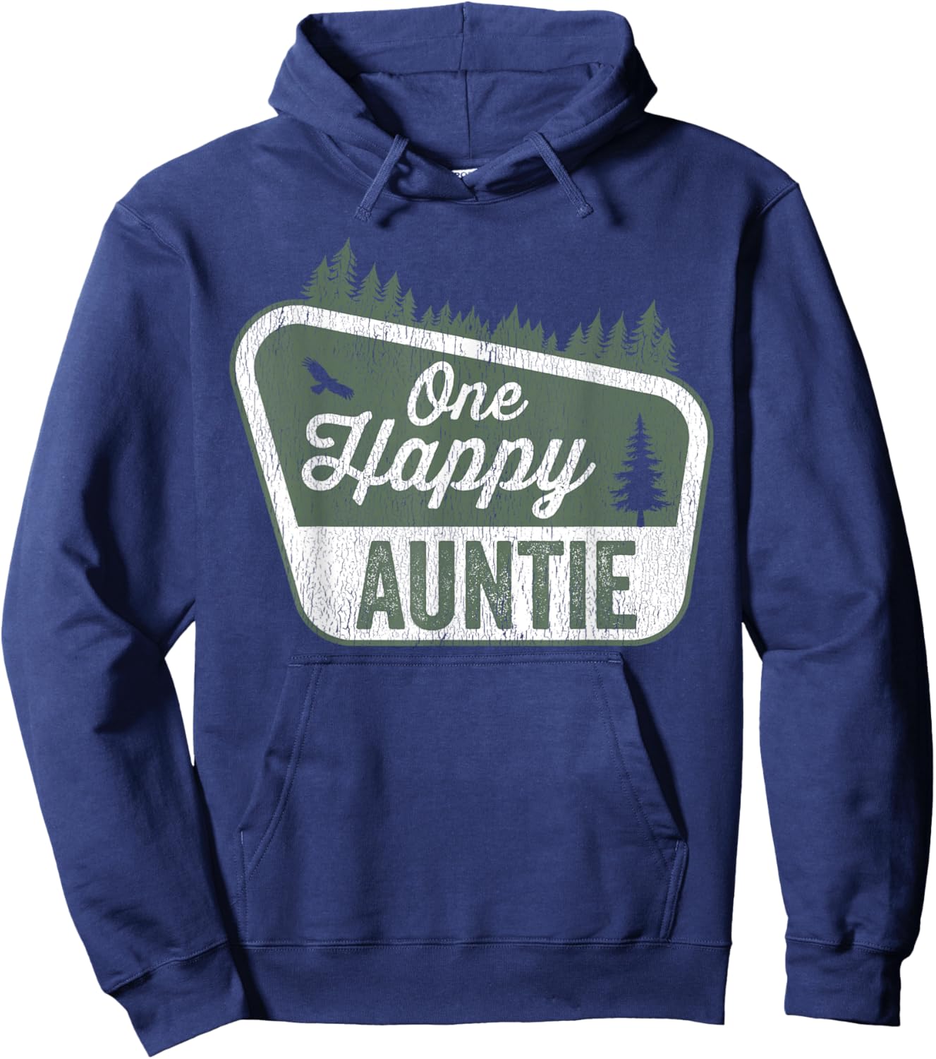 One Happy Auntie Matching Family Birthday Party Camping Hoodie - Hoodie | Navy
