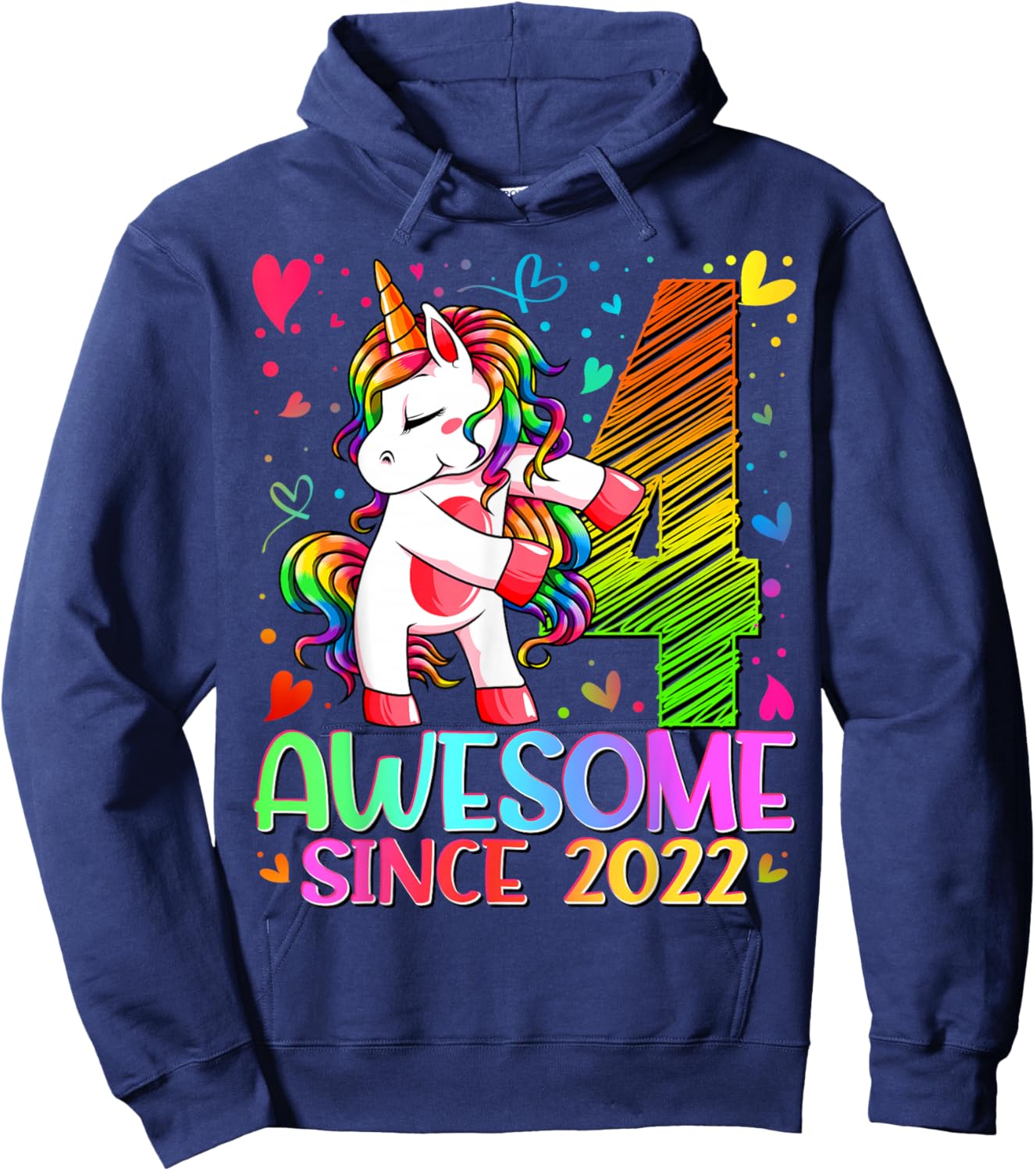 4th Birthday Shirt Girl 4 Year Old Gifts 4 Birthday Girl Hoodie - Hoodie | Navy