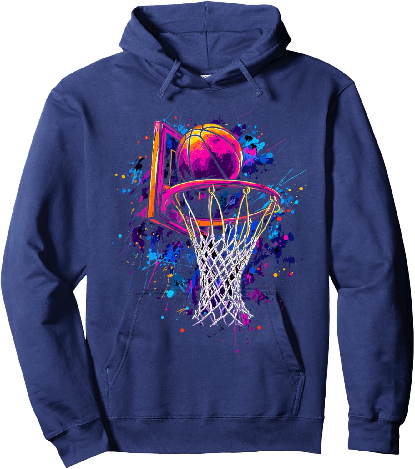 Colorful Basketball Tie Dye Color,Splash Basketball Hoop Net Hoodie - Hoodie | Navy