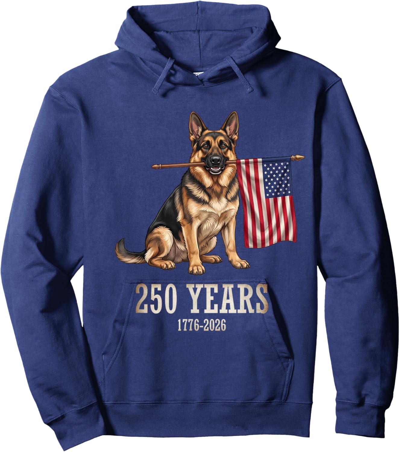German Shepherd American Flag 250 Years Patriotic Dog Lovers Hoodie - Hoodie | Navy